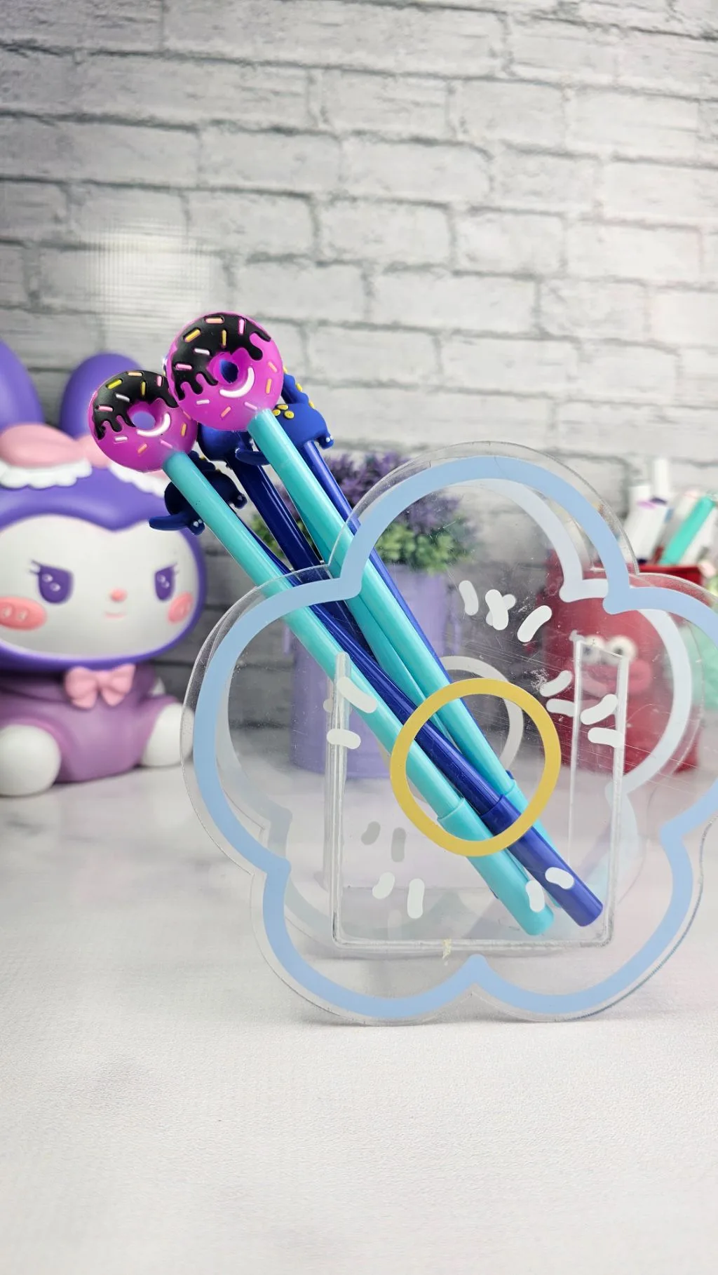 blue/grey/orange Cute random themed pens