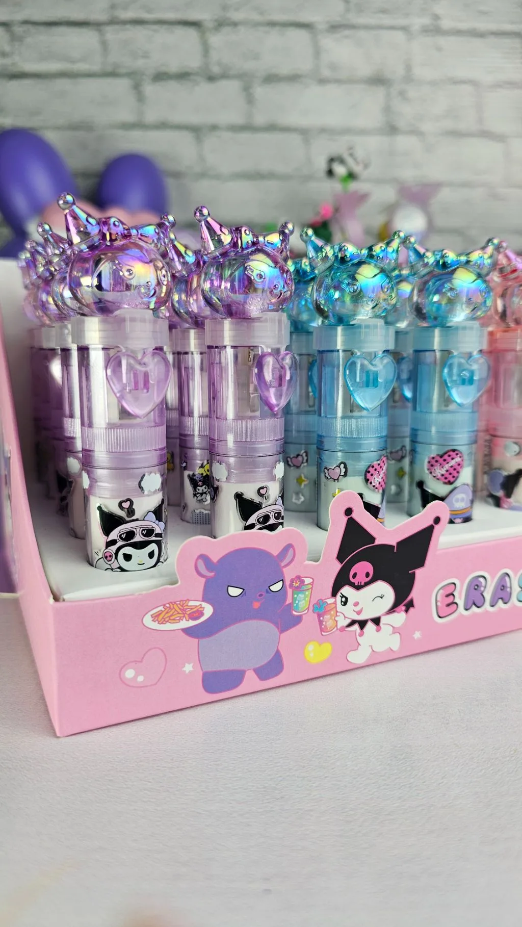 Kuromi light up push erasers