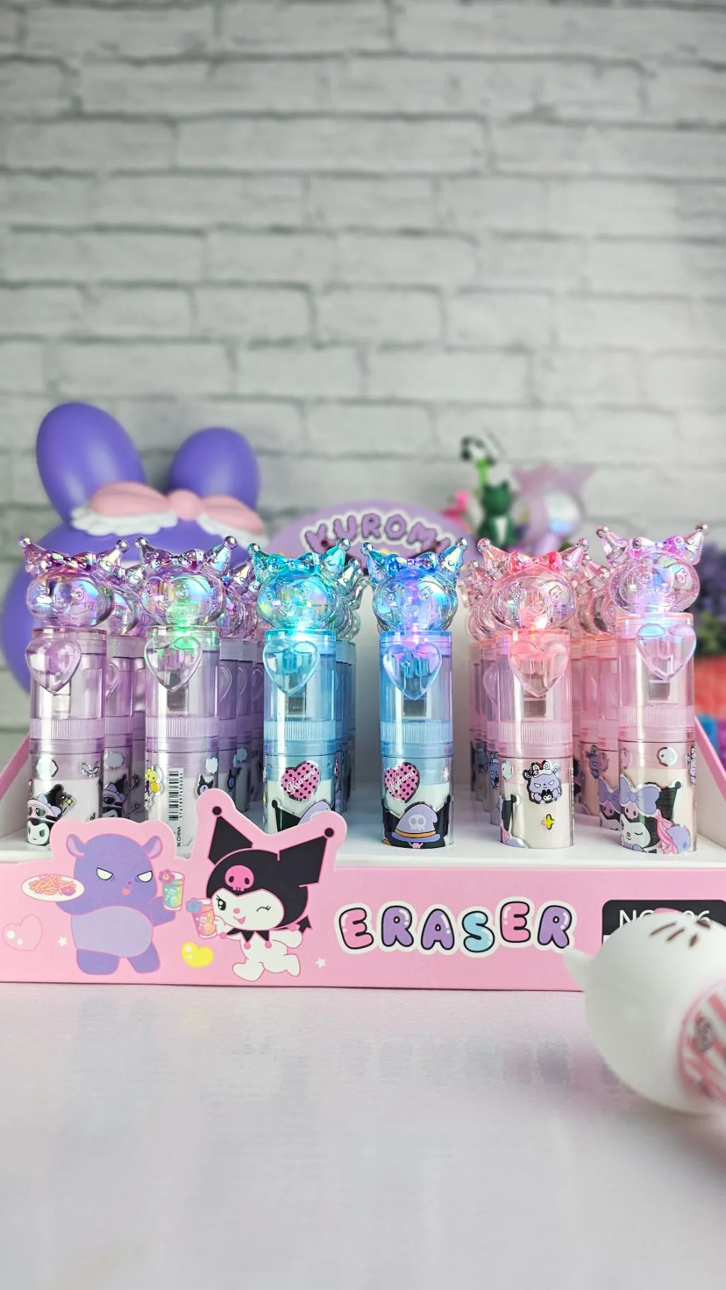 Kuromi light up push erasers