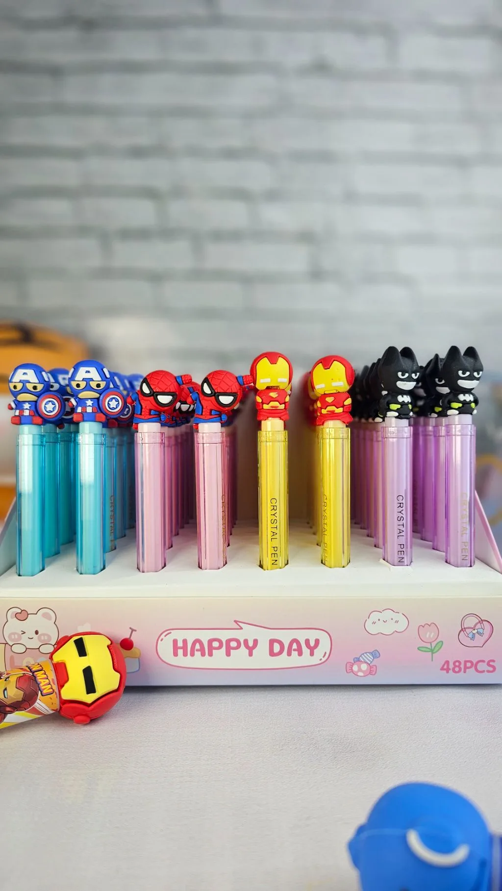 Avengers sharp pointed pens black spiderman/captain America/ iron man/ batman