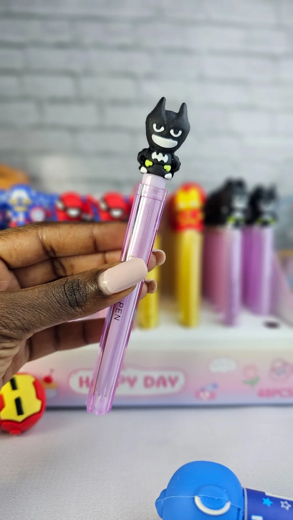 Avengers sharp pointed pens black spiderman/captain America/ iron man/ batman