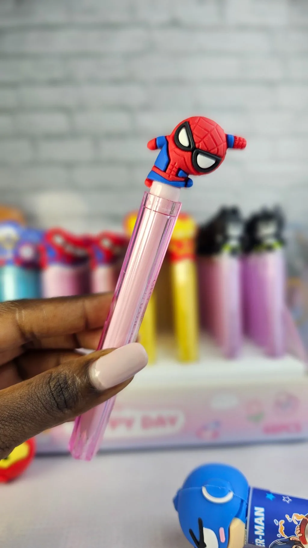 Avengers sharp pointed pens black spiderman/captain America/ iron man/ batman