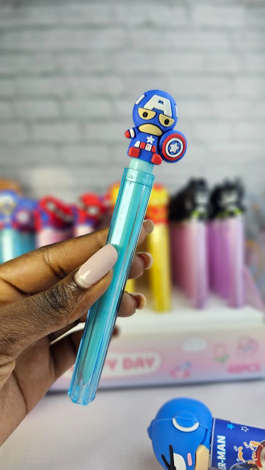 Avengers sharp pointed pens black spiderman/captain America/ iron man/ batman