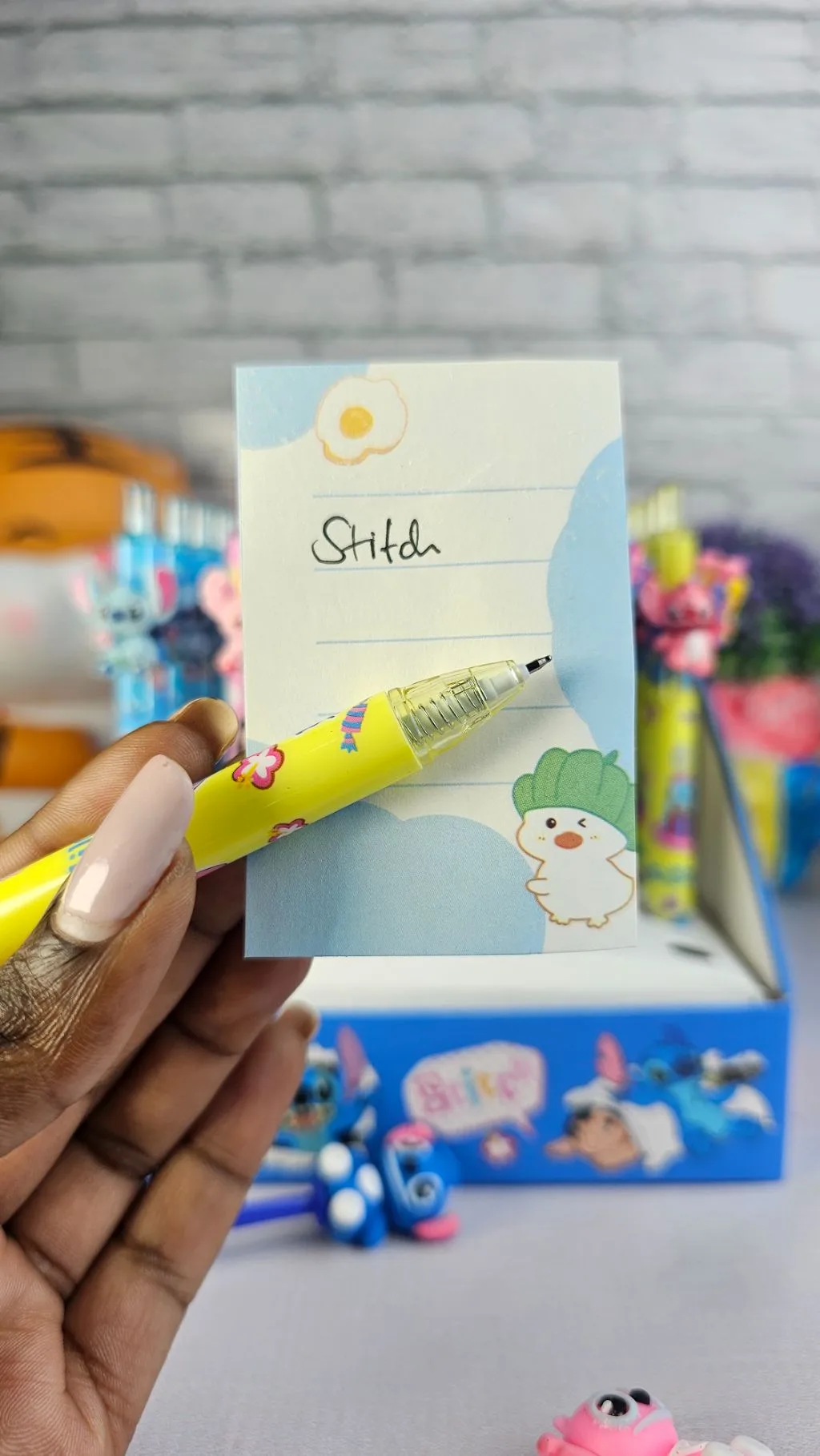 Random colour stitch black pen