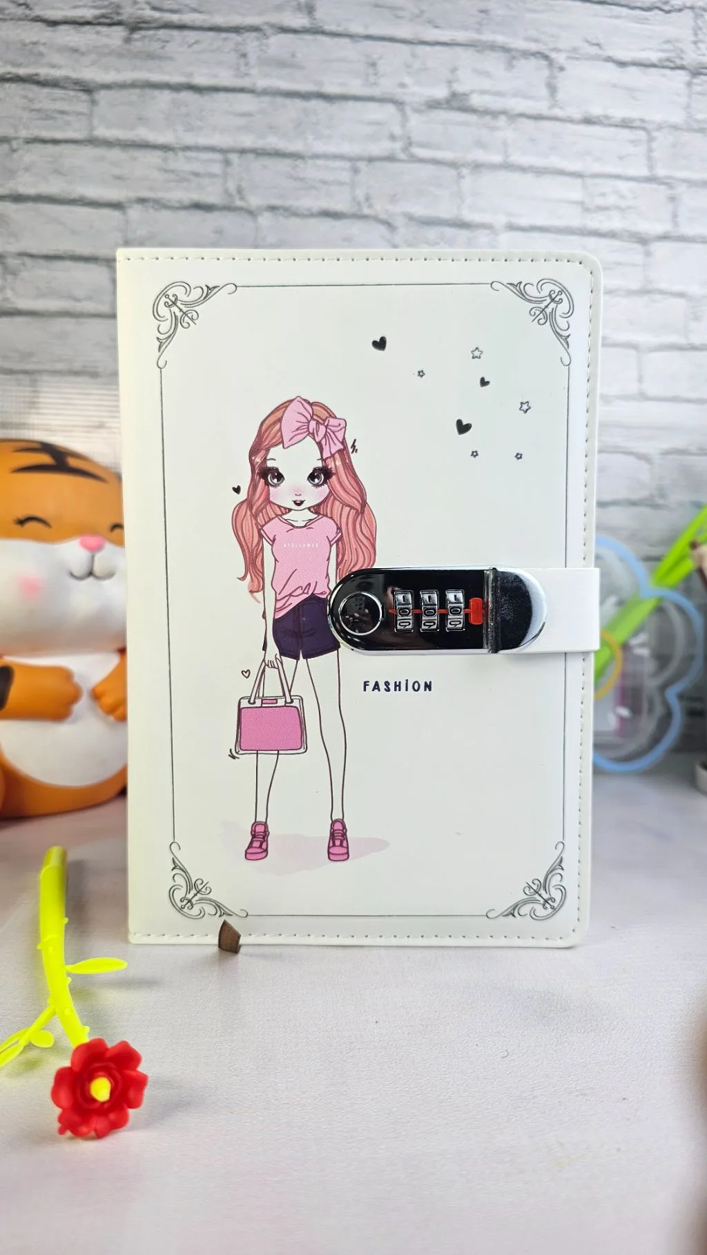 Cute password lock notebook grid