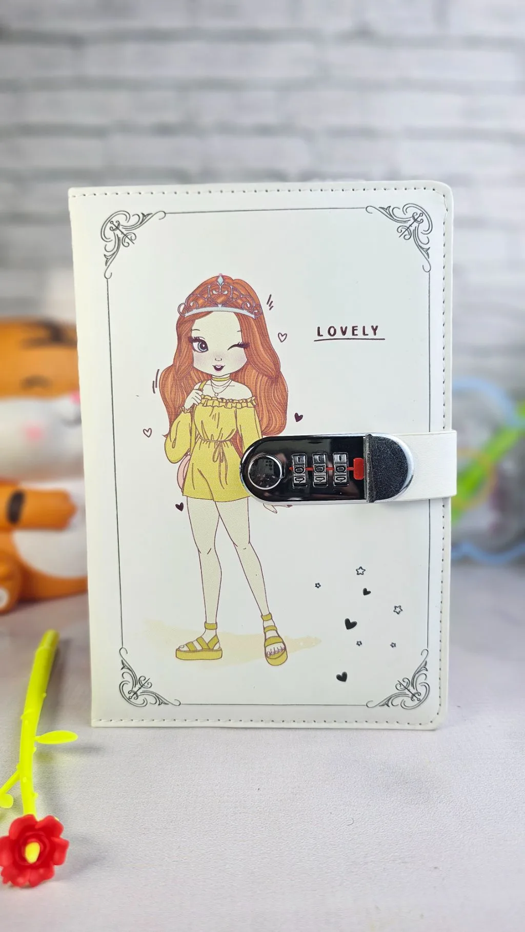 Cute password lock notebook grid