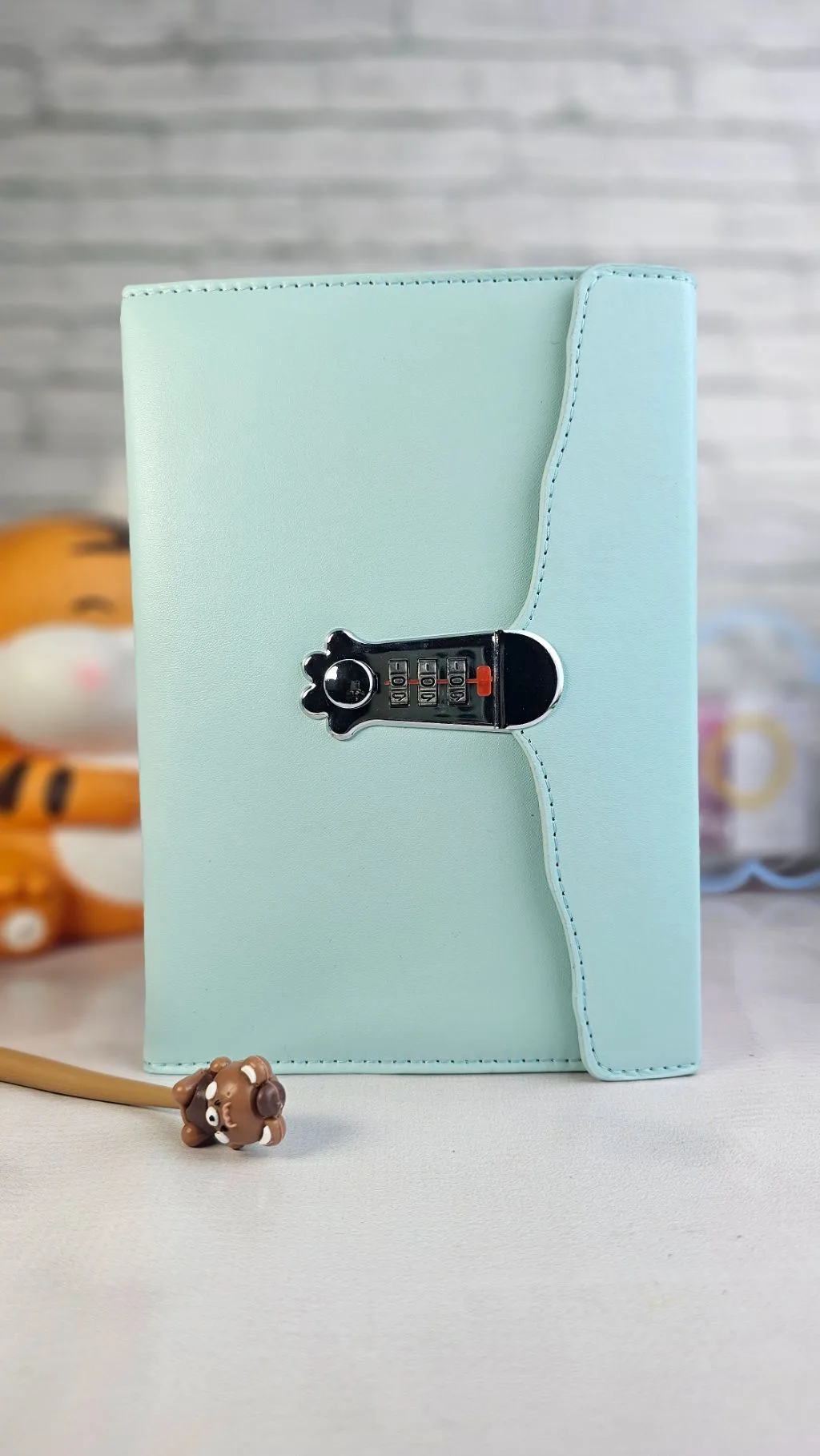 Blue paw lock notebook ruled
