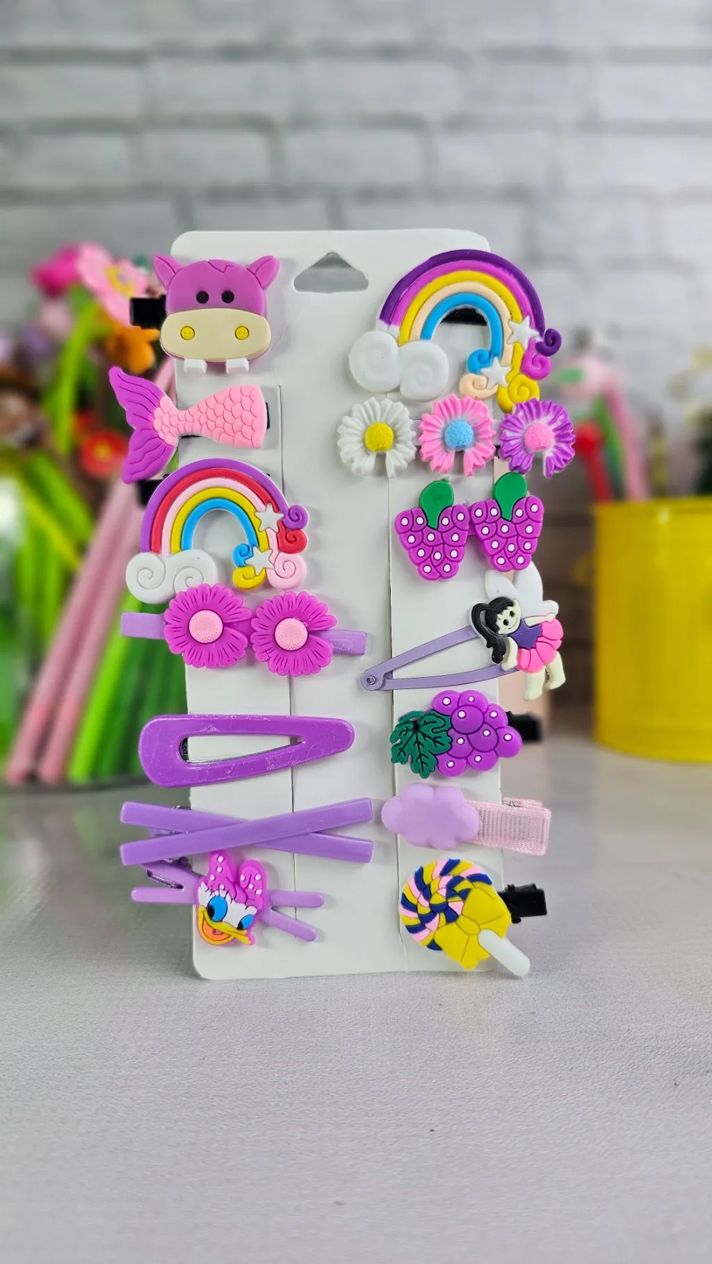 Purple Cartoon playful hair clips