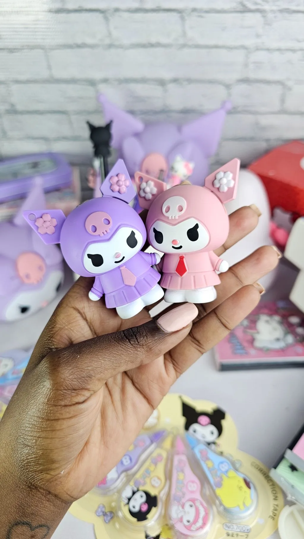 Kuromi keychain and refillable lighter gas