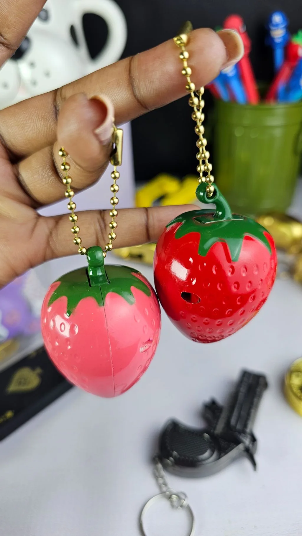 3d Strawberry refillable keychain lighter gas