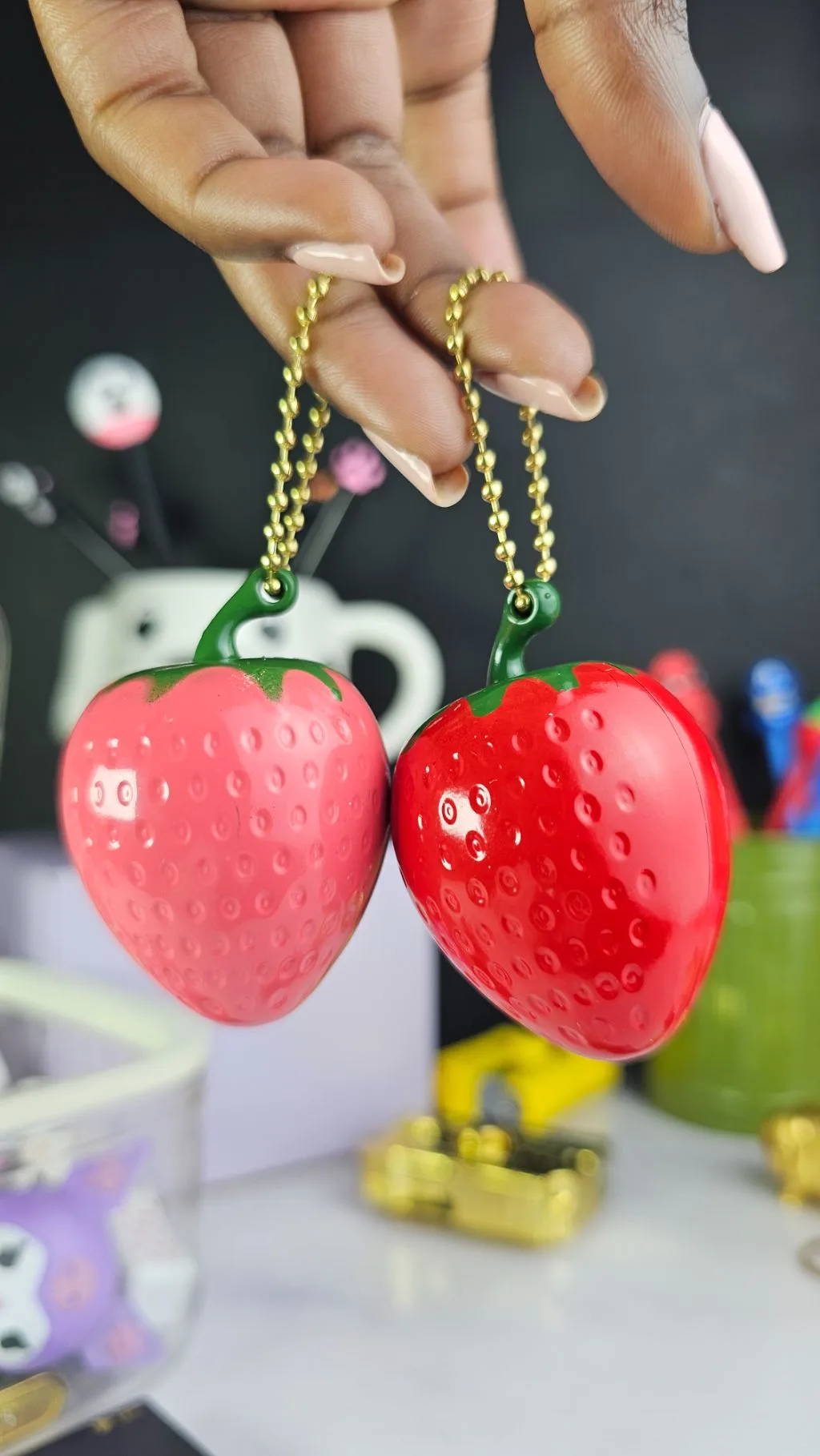 3d Strawberry refillable keychain lighter gas