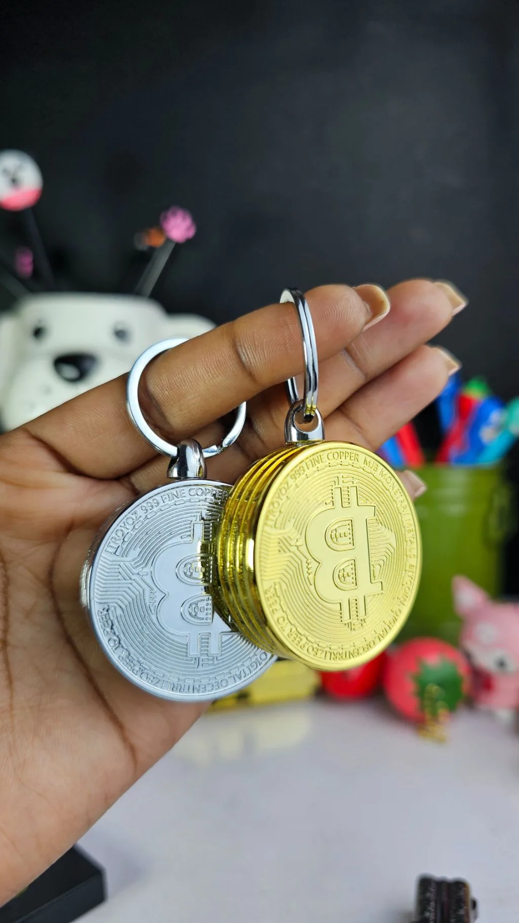 Bitcoin refillable gas lighter and keychain