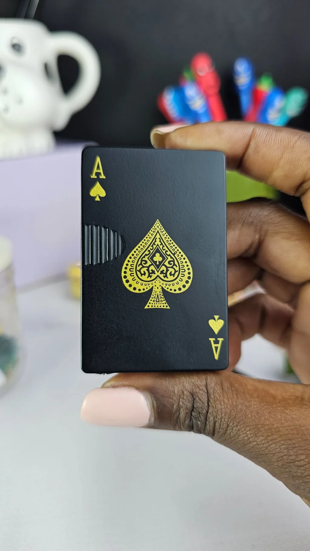 Spades card themed refillable lighter gas