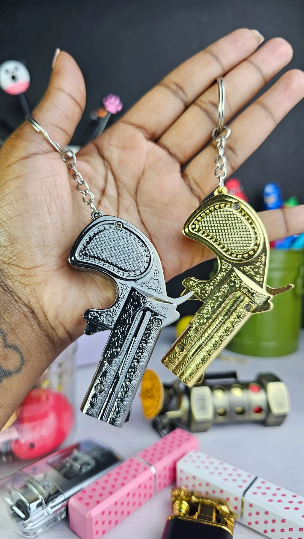 Revolver refillable gas lighter and keychain