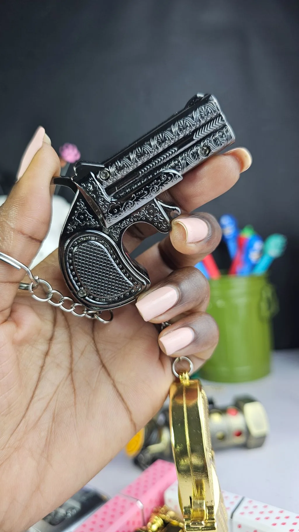 Revolver refillable gas lighter and keychain