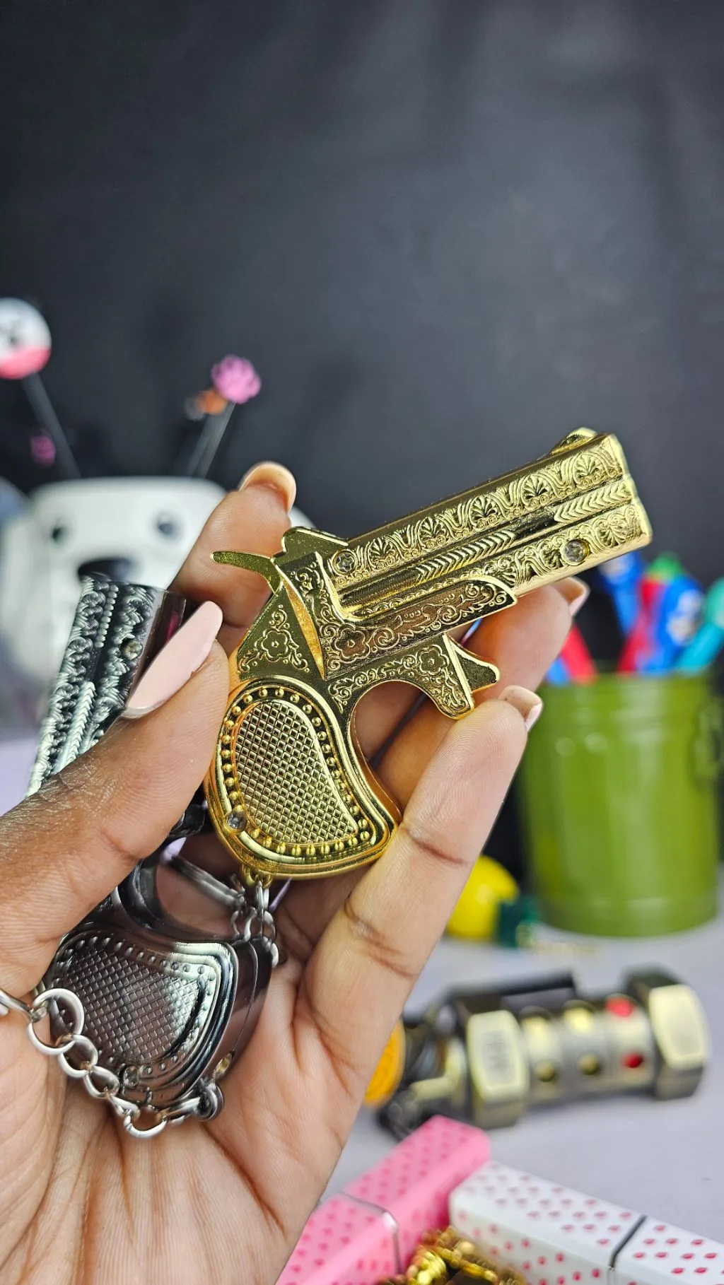 Revolver refillable gas lighter and keychain