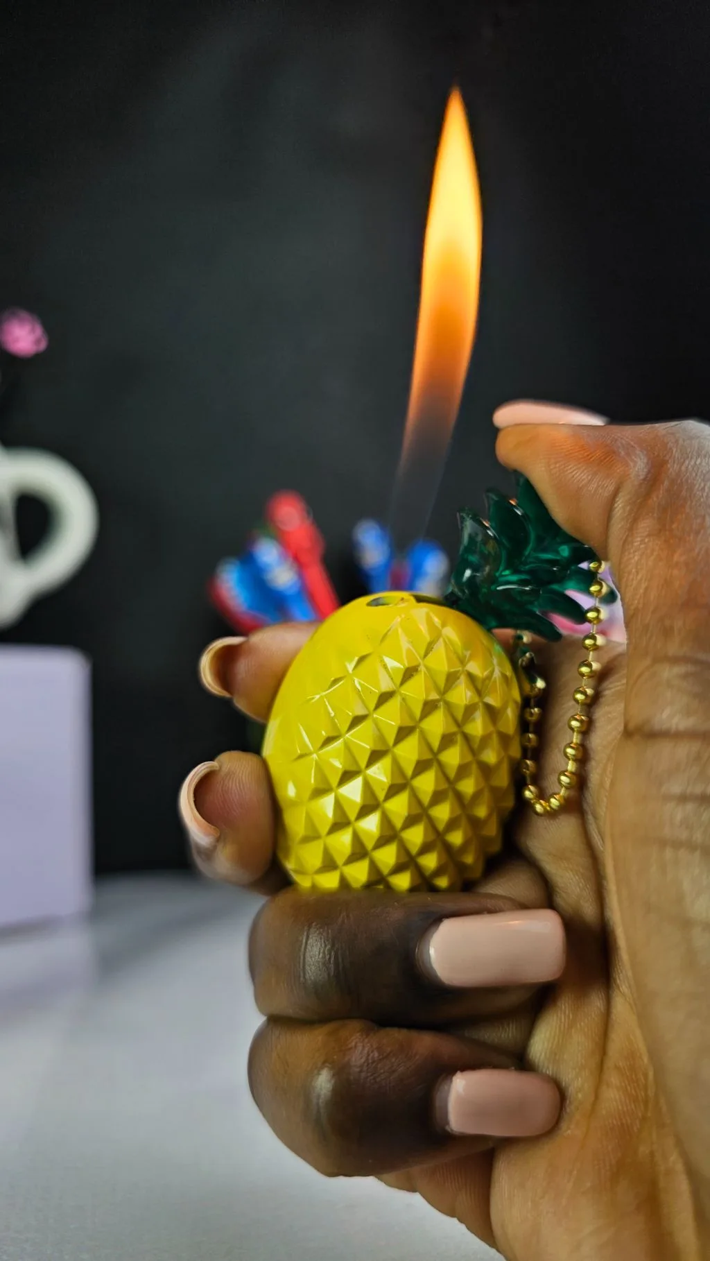 Pineapple refillable lighter gas and keychain