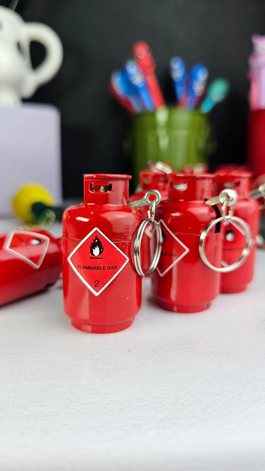 Gas cylinder refillable lighter gas and keychain