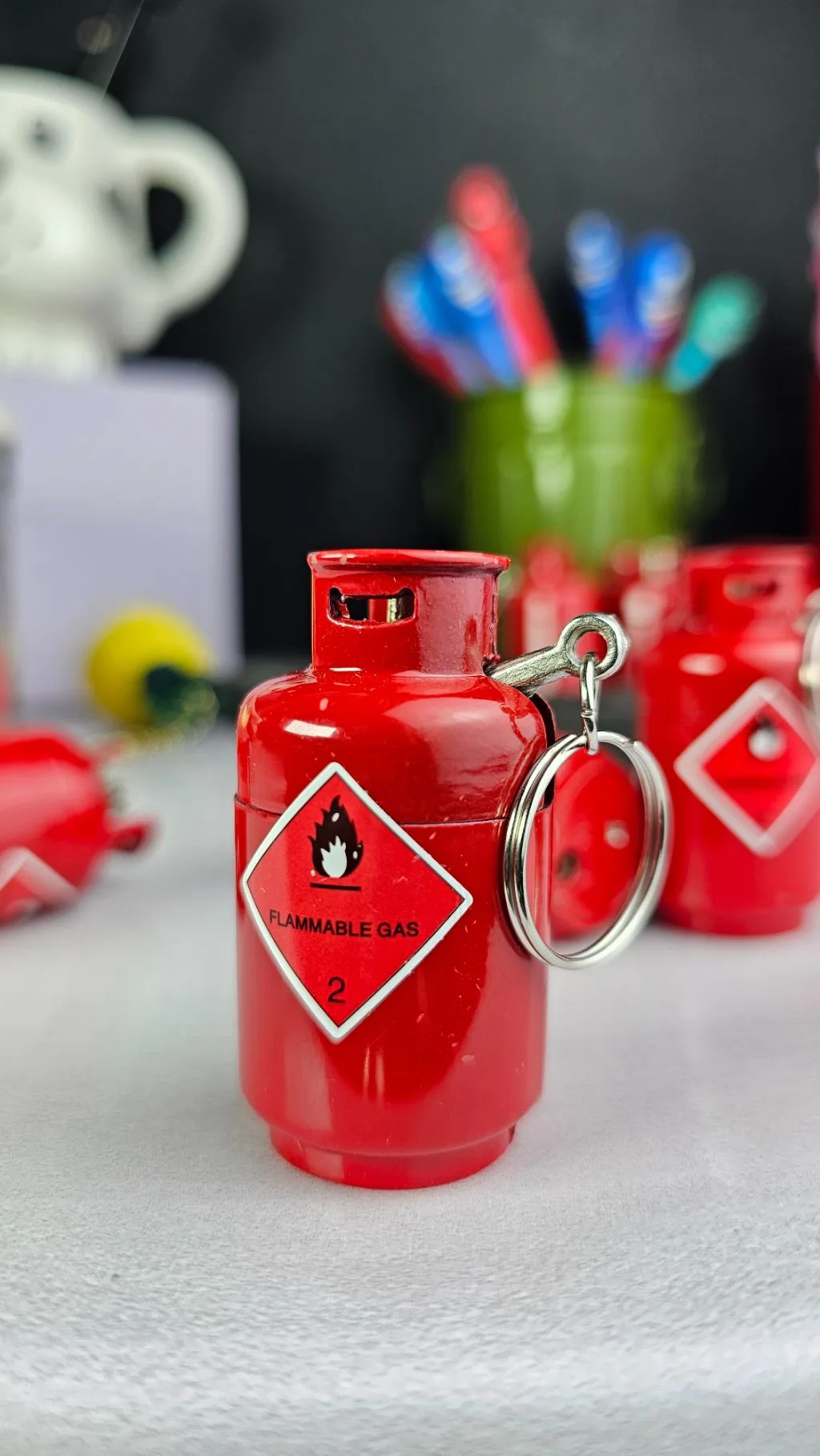 Gas cylinder refillable lighter gas and keychain