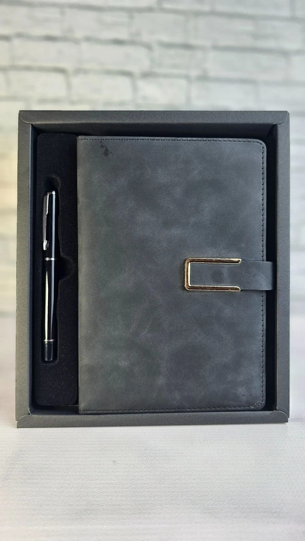 The Signature Executive Notebook  (free customization)- Black textured