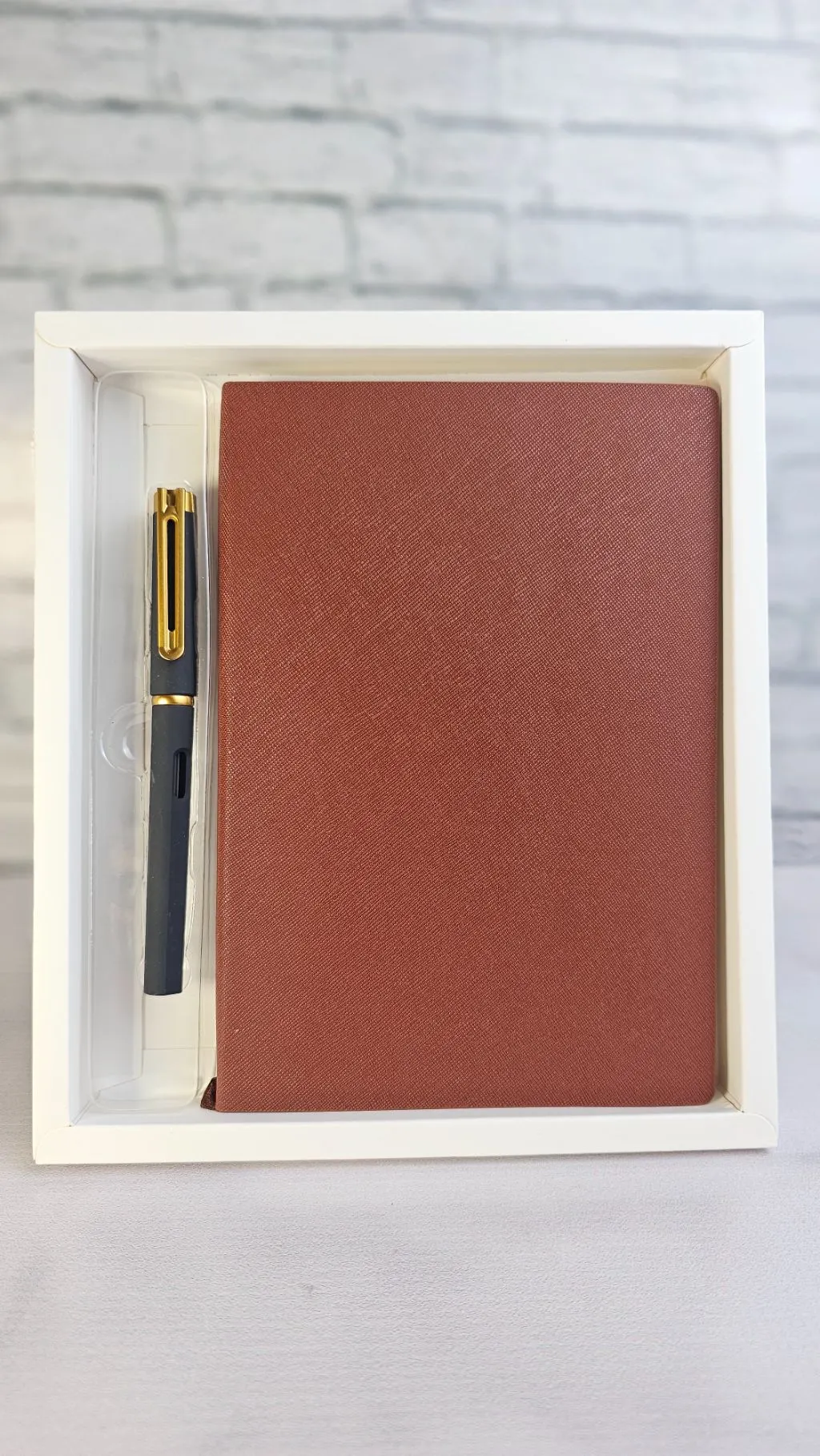 The Signature Executive Notebook (free customization)- Brown textured