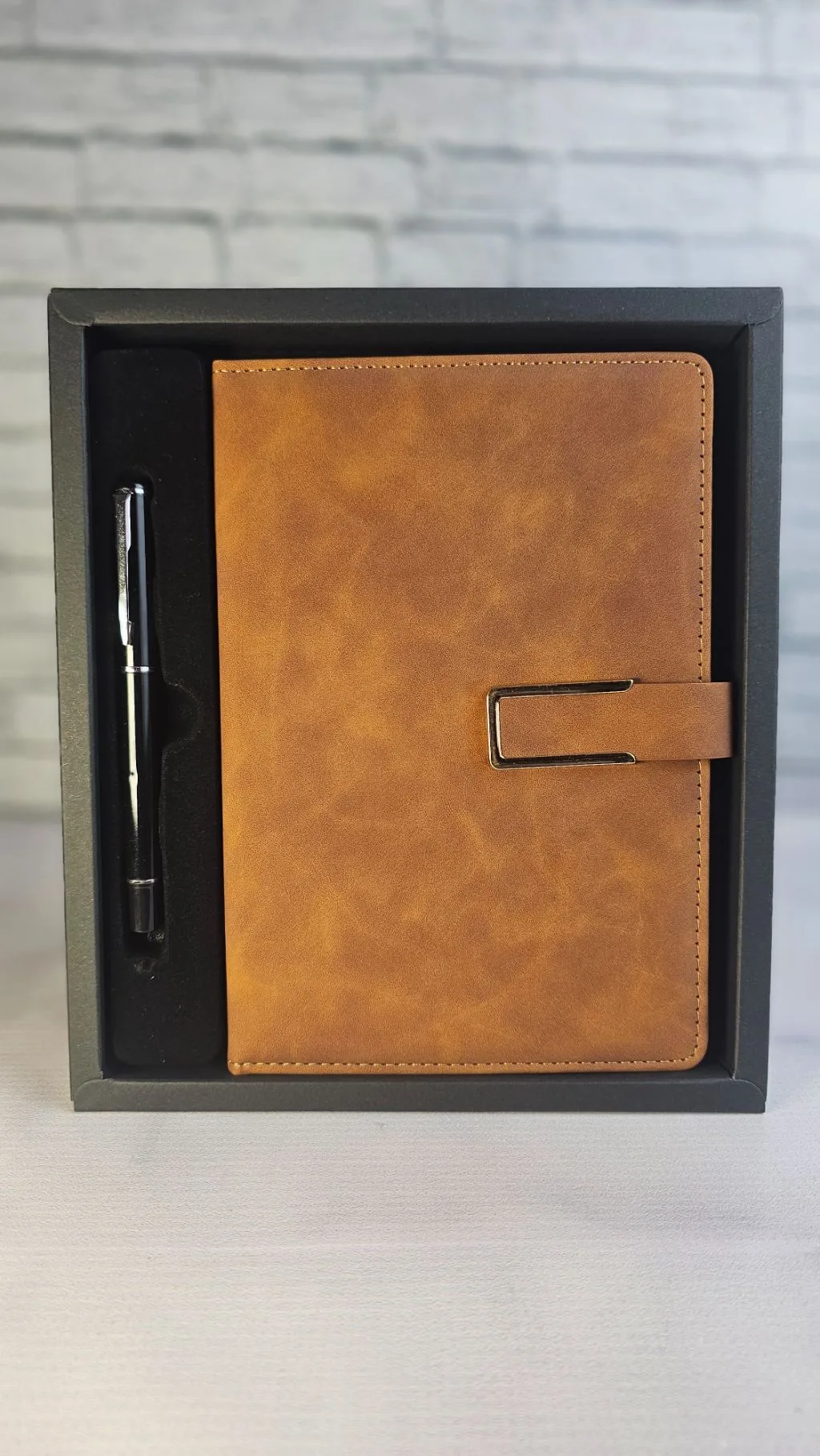 The Signature Executive Notebook (free customization)- Brown textured