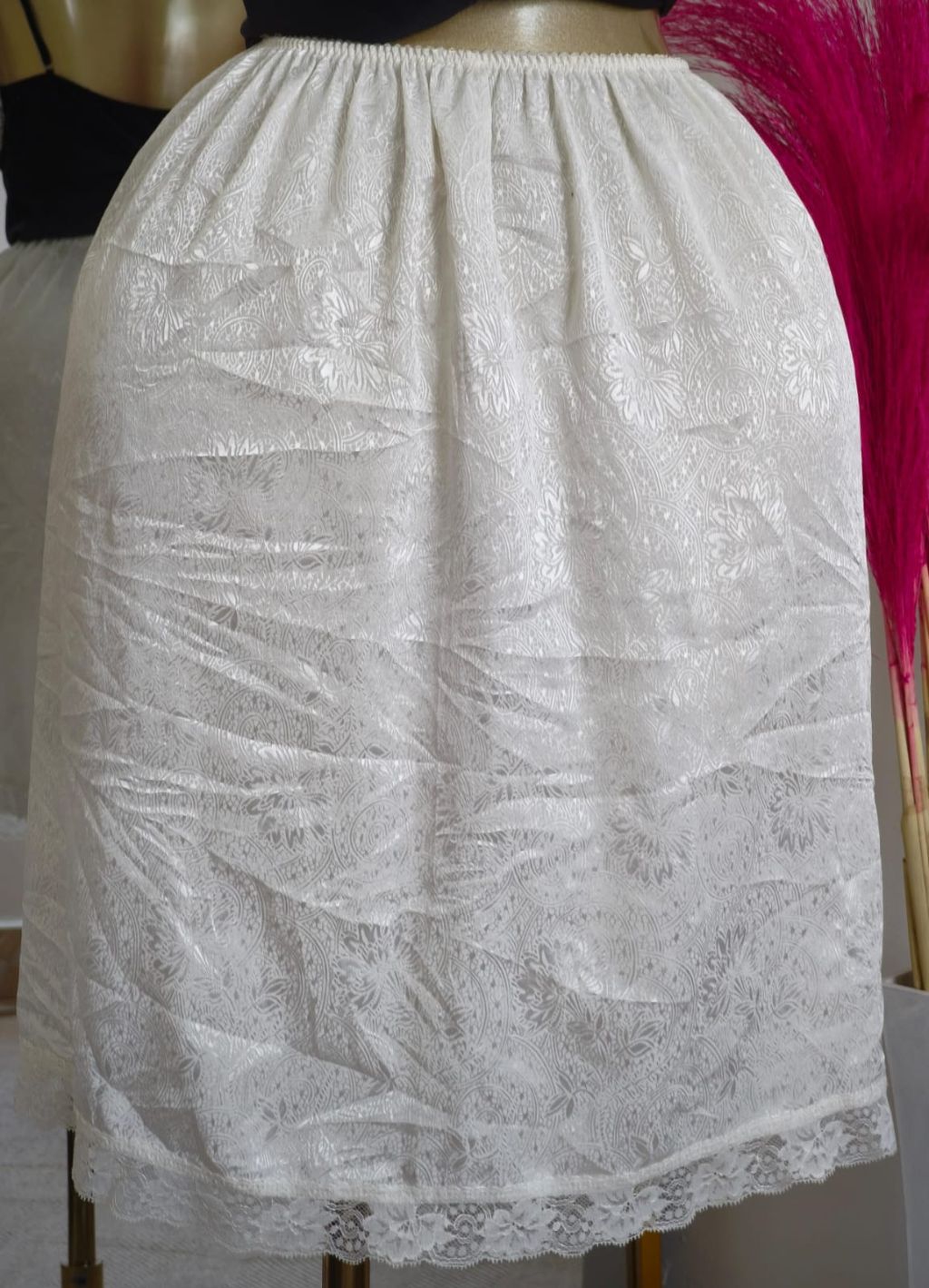 Satin Half-Slip Petticoat with Embroidered Lace Back Detail