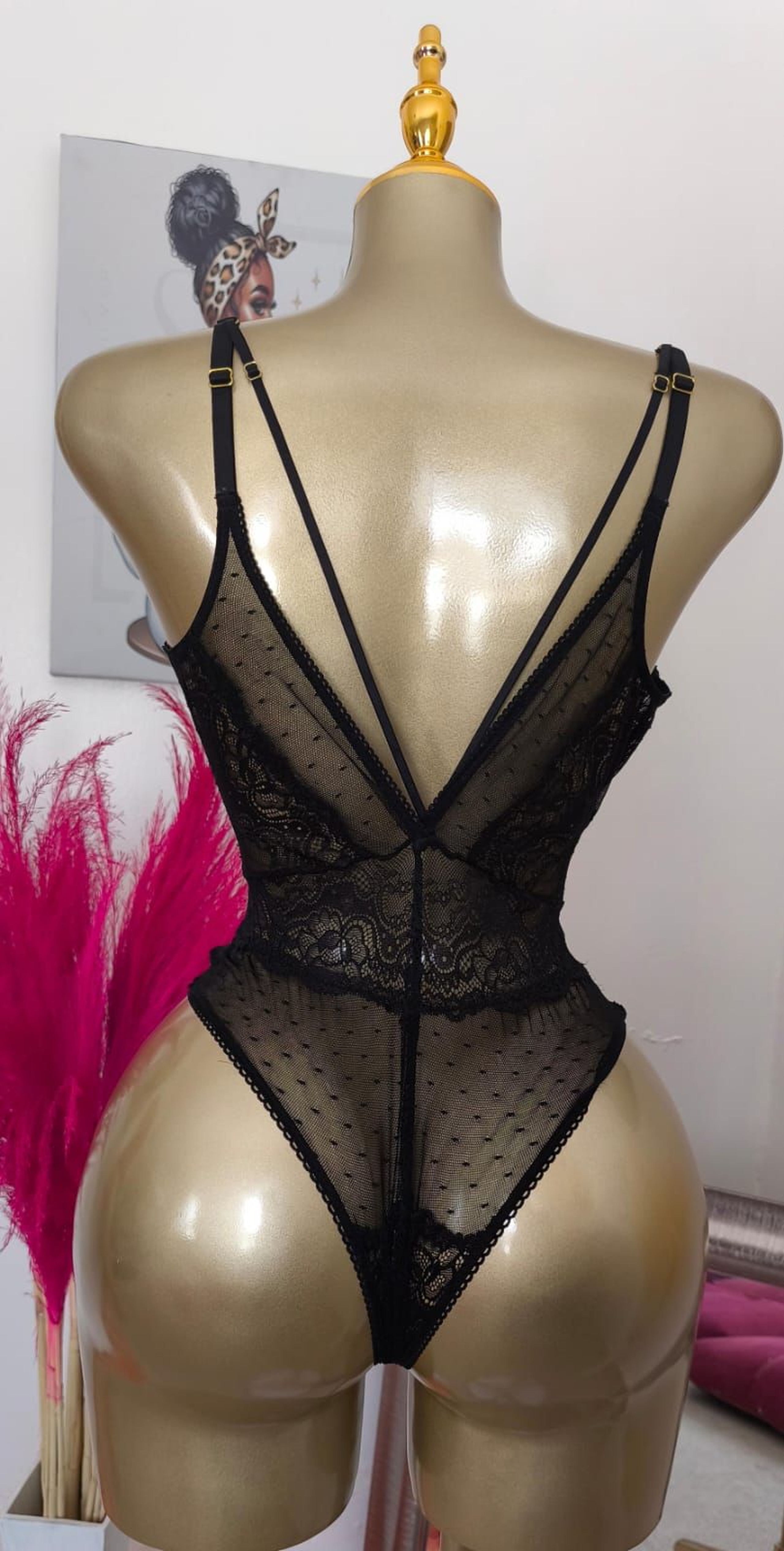 High-Cut Illusion Lingerie with Satin Band
