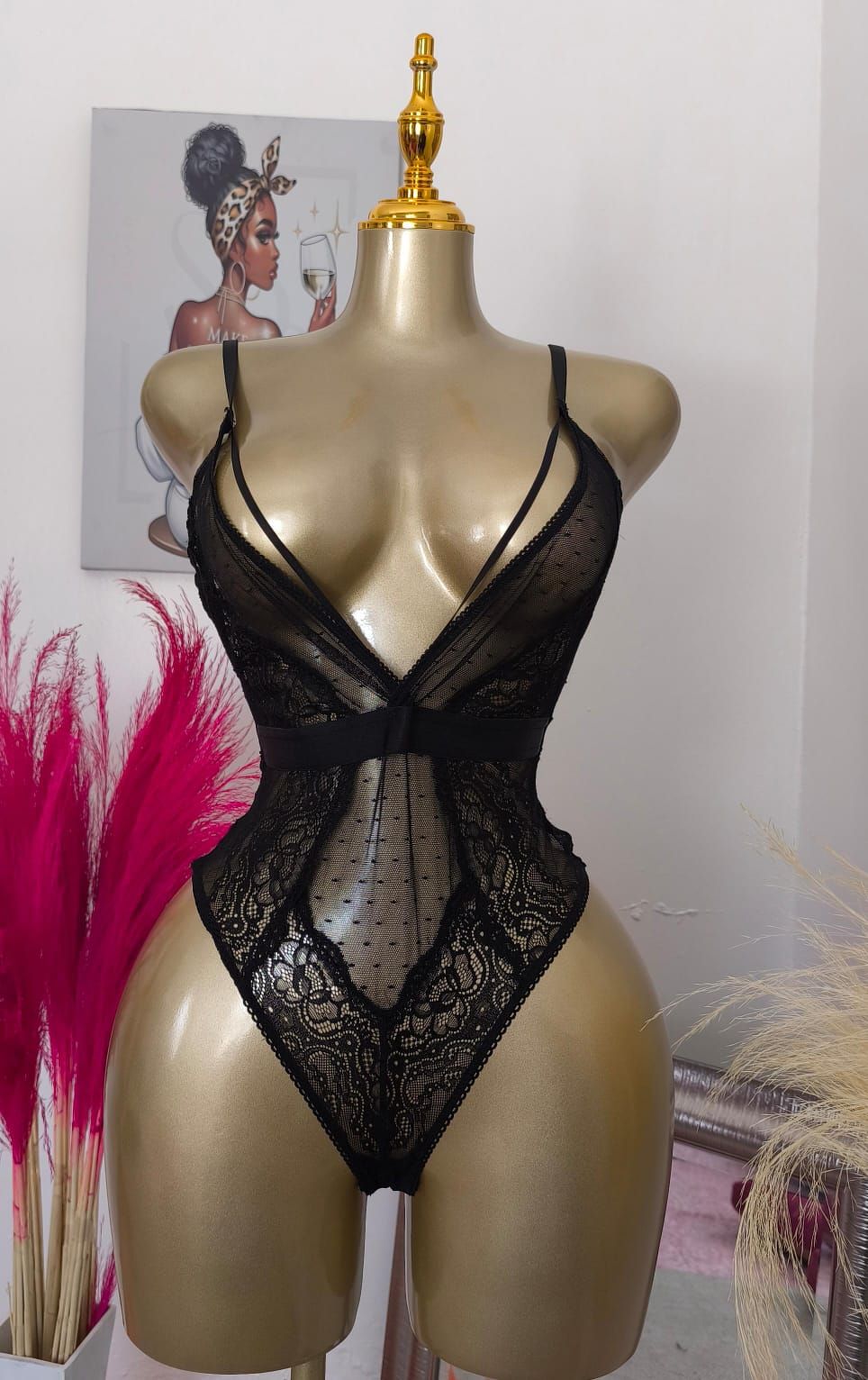 High-Cut Illusion Lingerie with Satin Band
