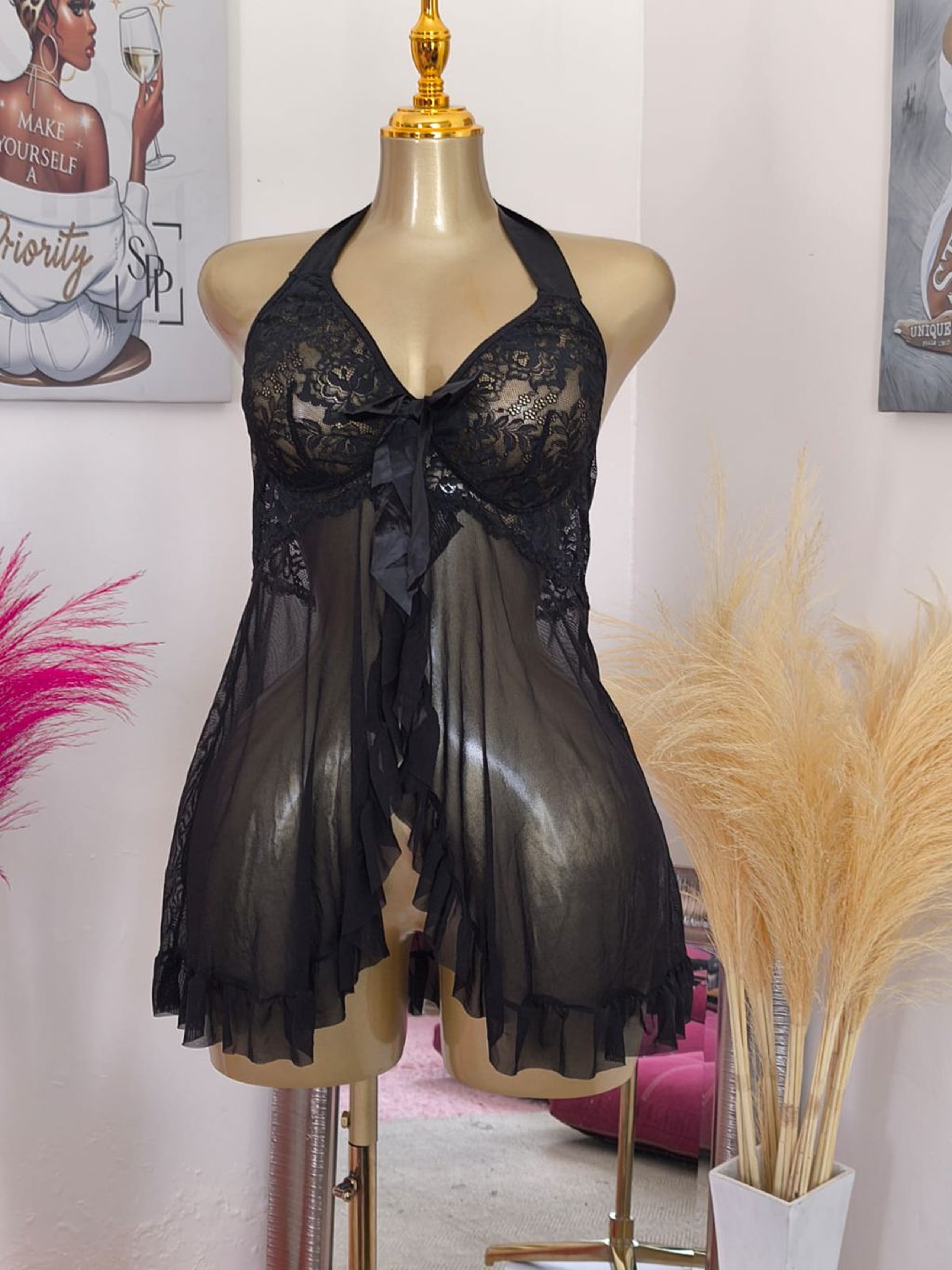 Noir Splendor Open-Front Lingerie