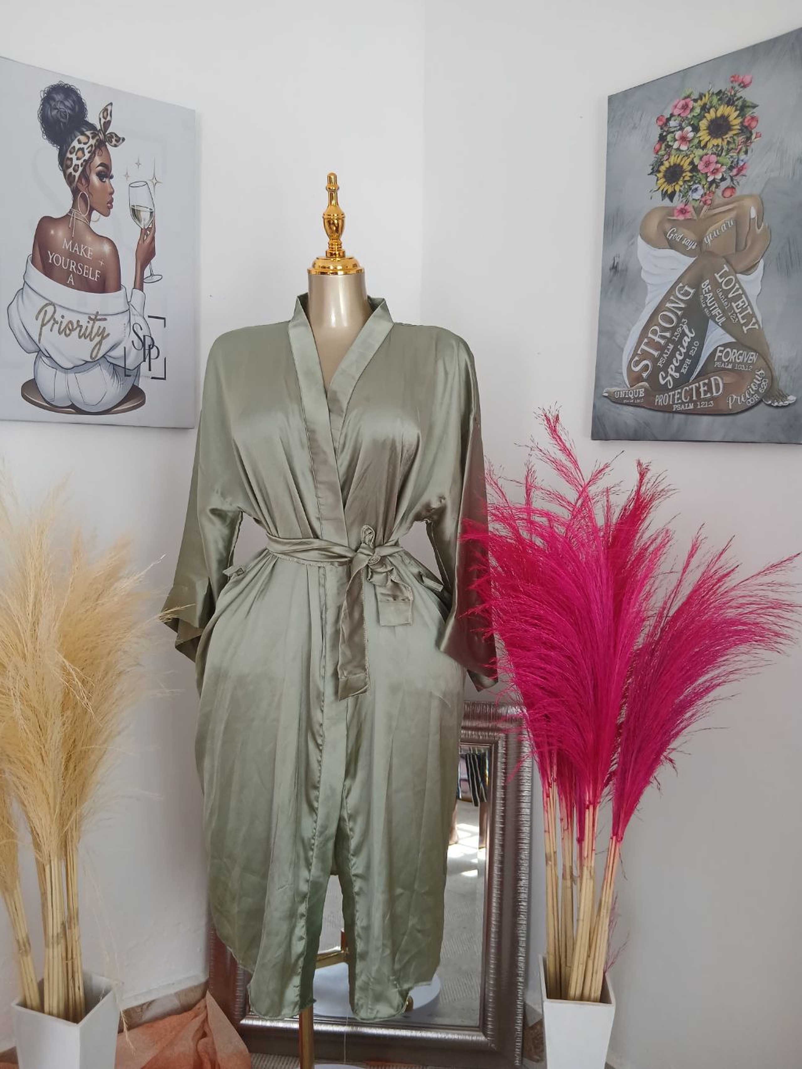 Luxe Satin-Trimmed Open-Front Robe