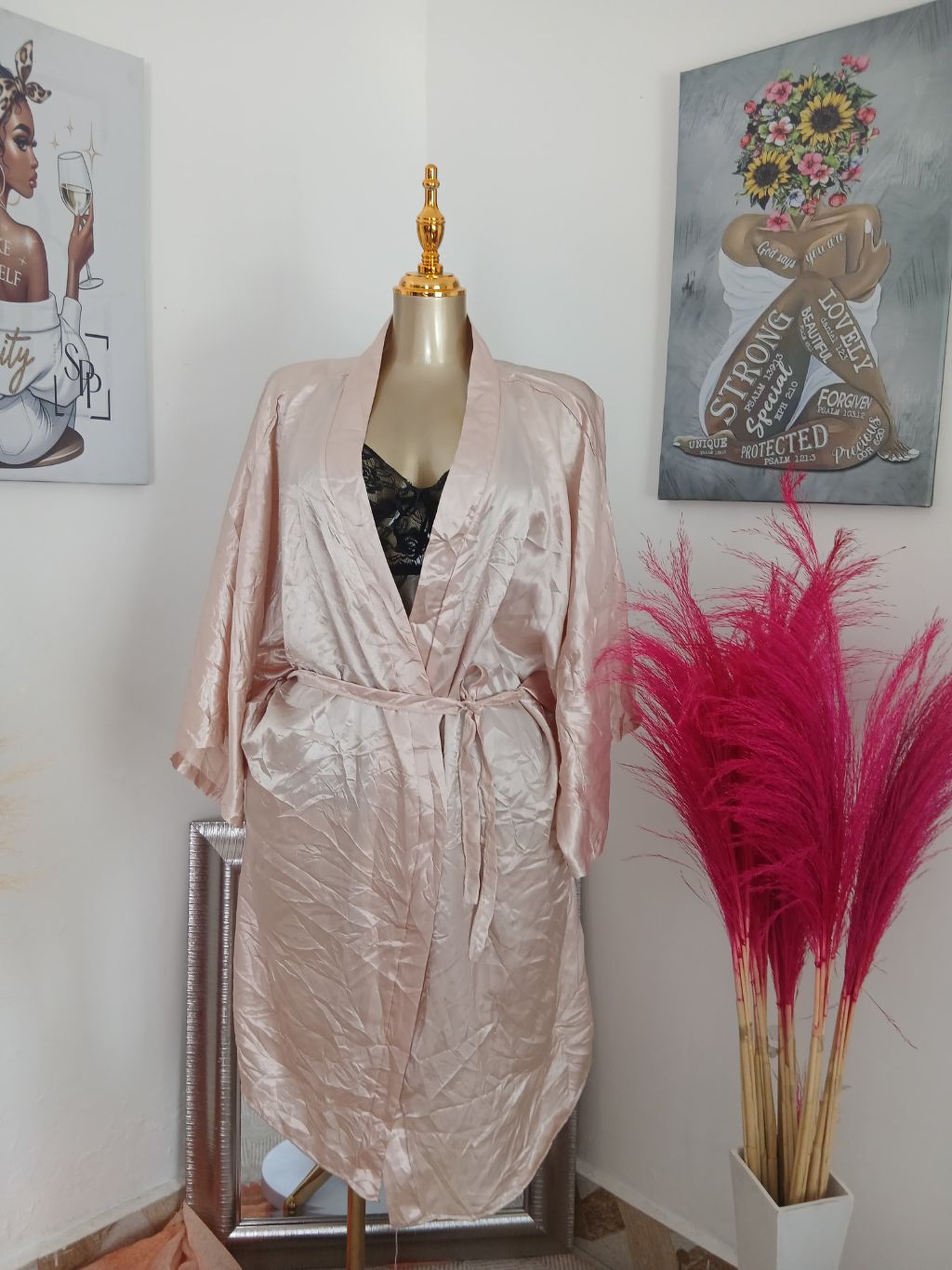 Luxe Satin-Trimmed Open-Front Robe
