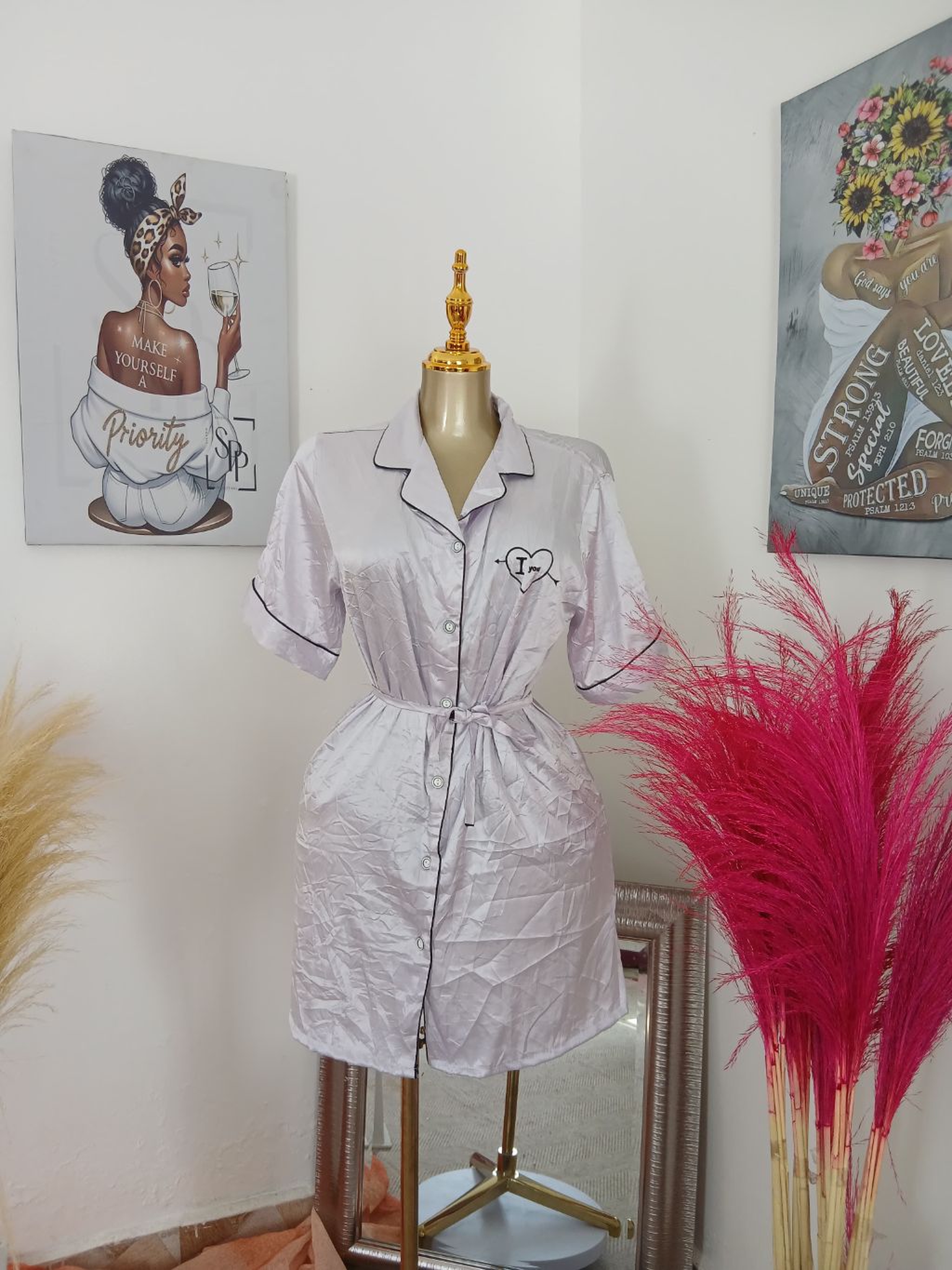 Luxe Satin-Trimmed Open-Front Robe