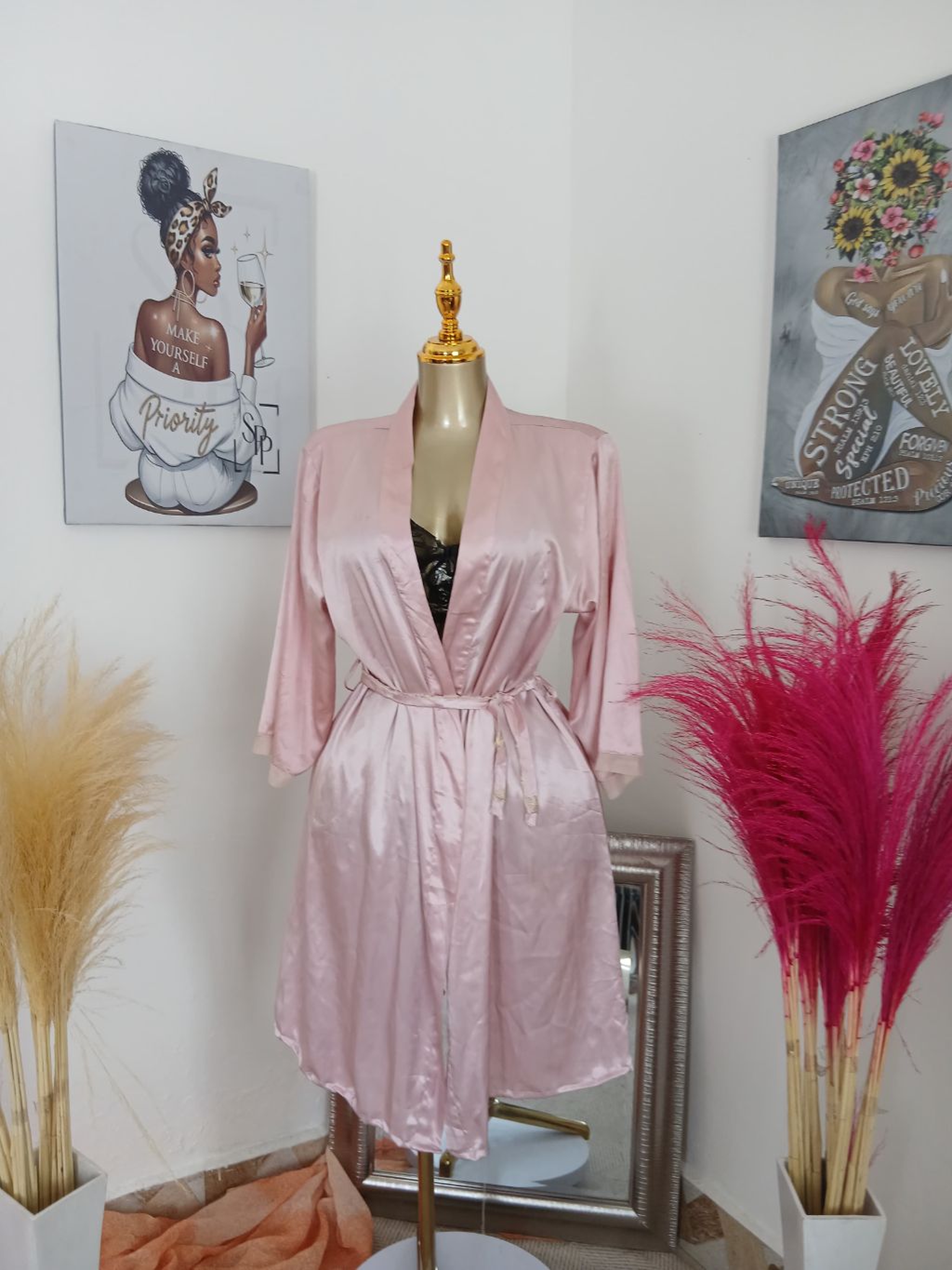 Luxe Satin-Trimmed Open-Front Robe