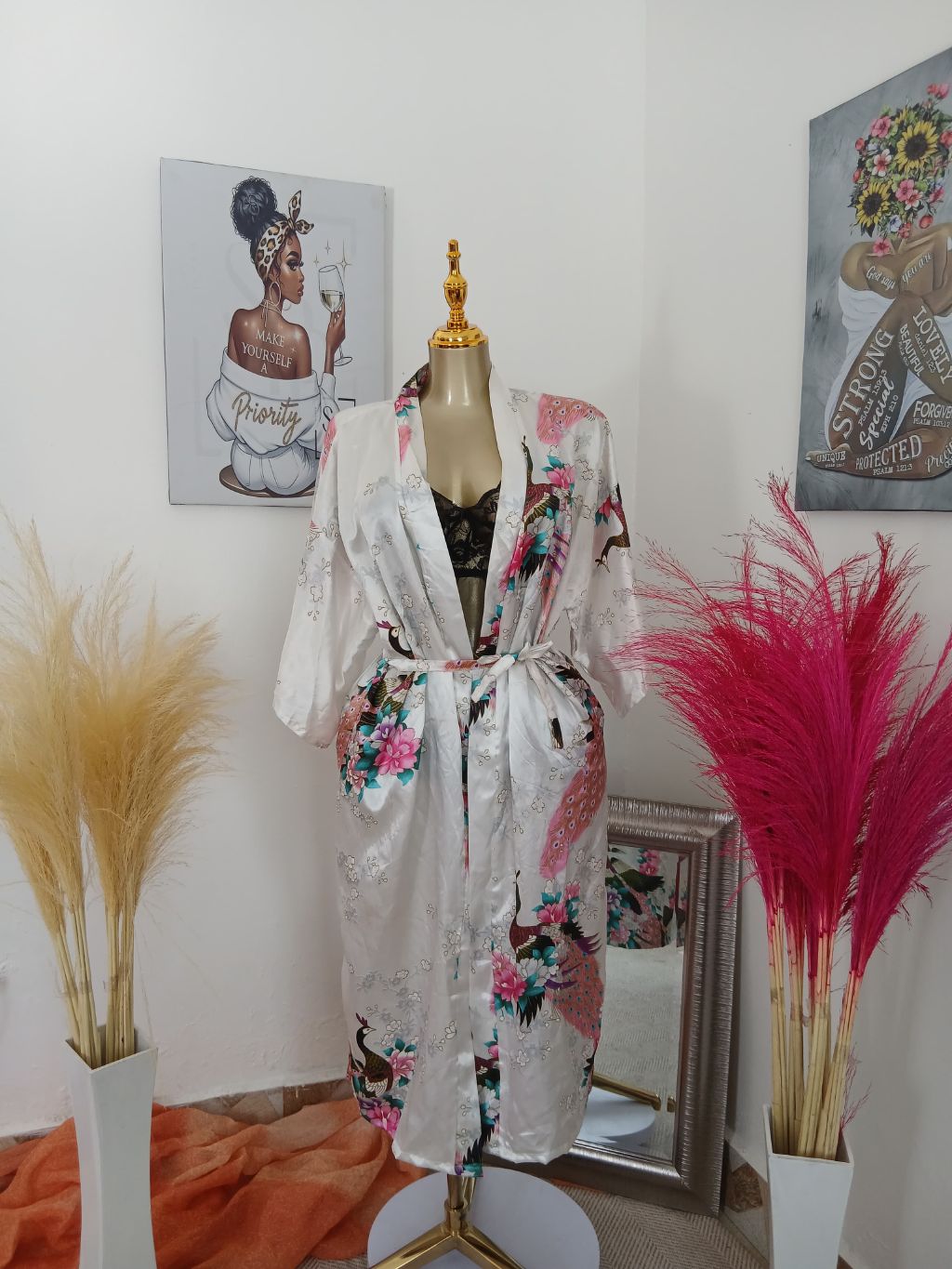 Luxe Satin-Trimmed Open-Front Robe