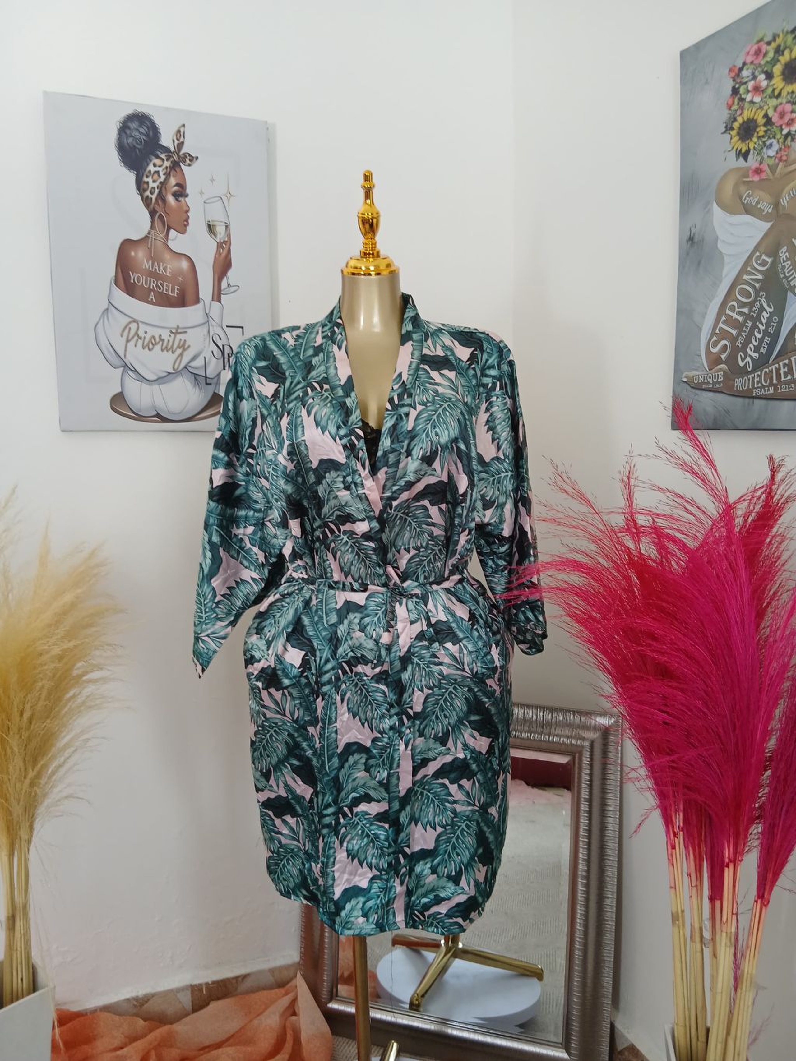 Luxe Satin-Trimmed Open-Front Robe