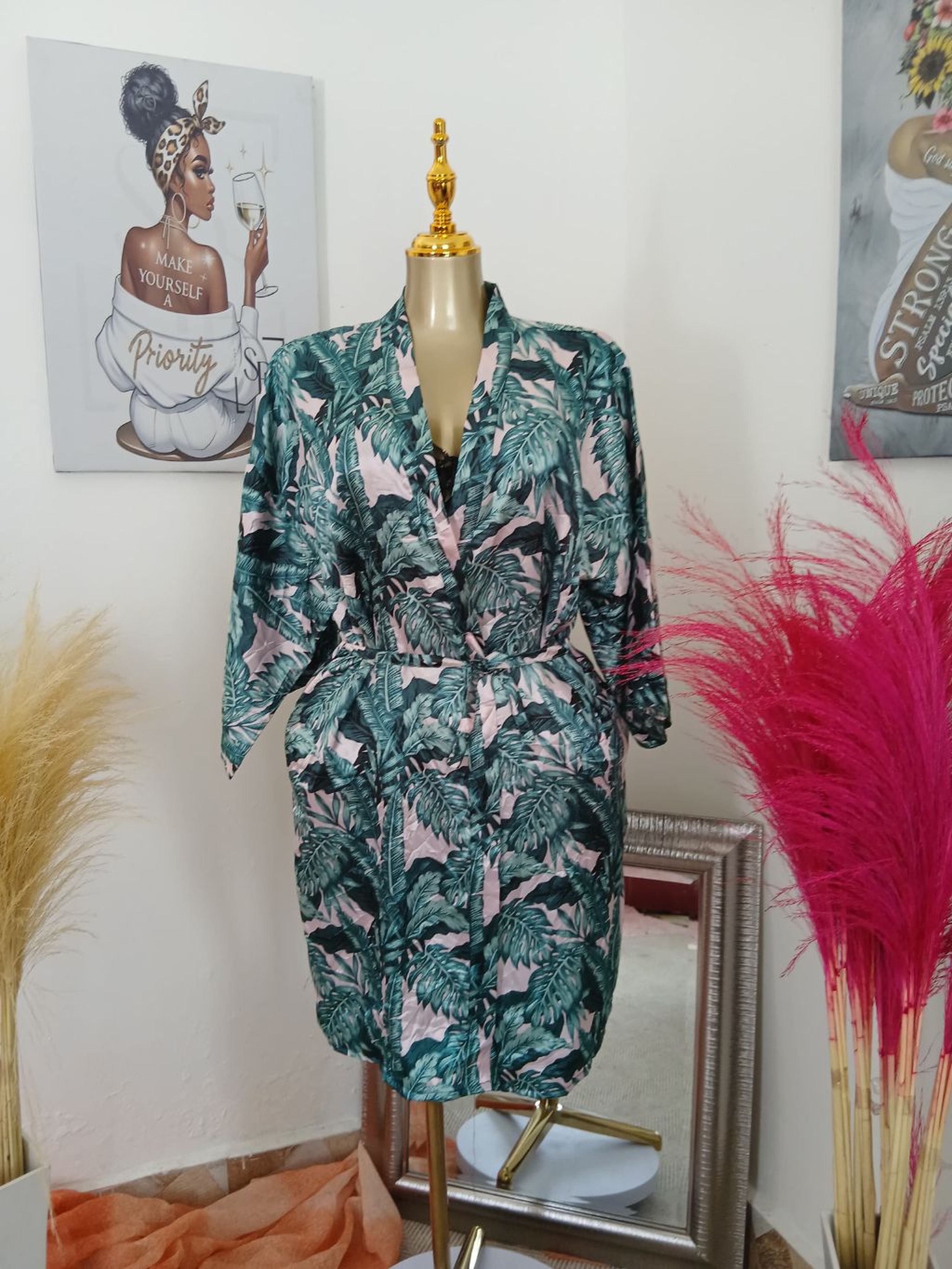 Luxe Satin-Trimmed Open-Front Robe