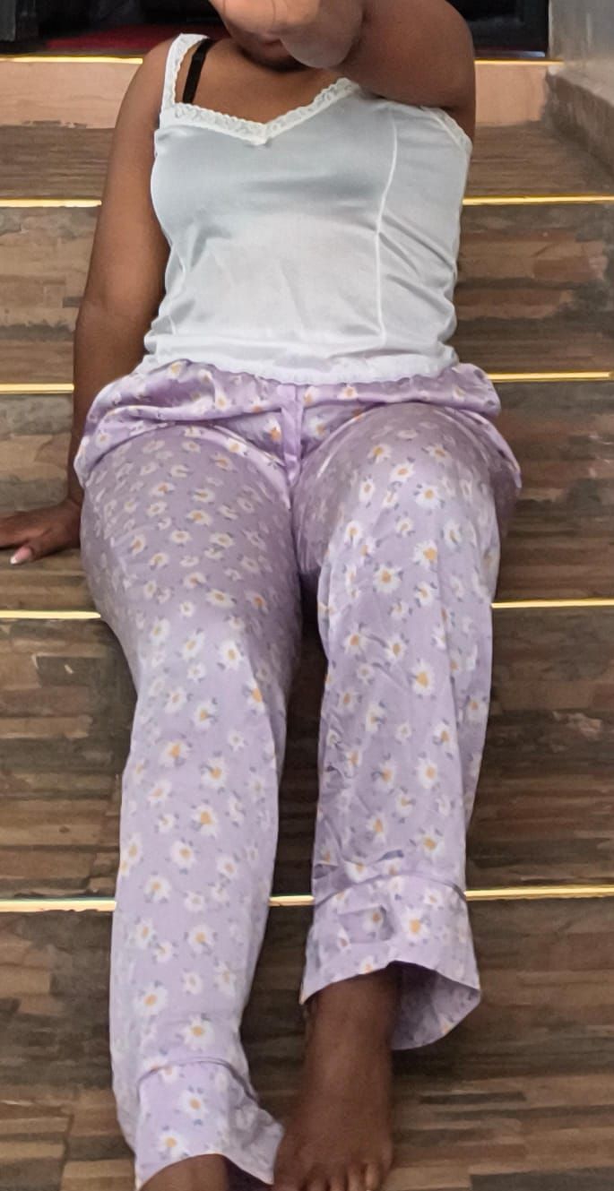 Botanical Print Satin Lounge Pants