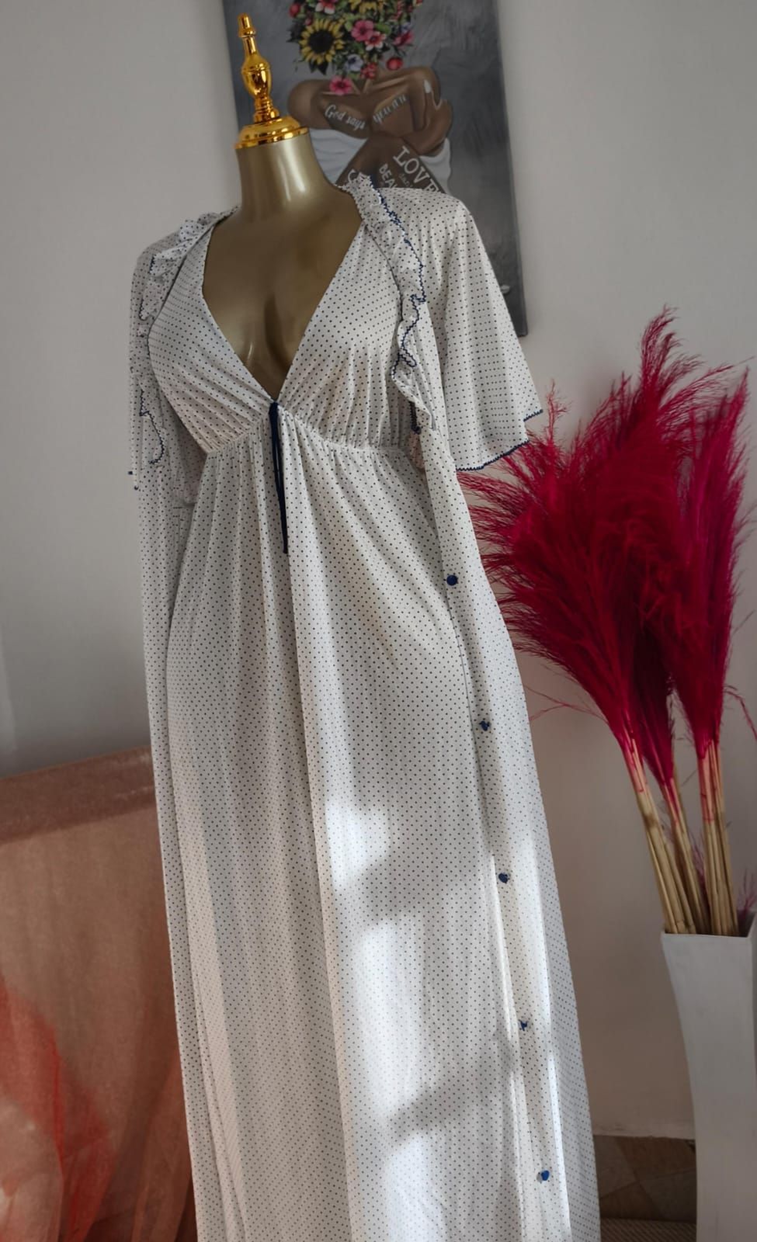 The Serene Flutter-Sleeve Maxi Nightdress set