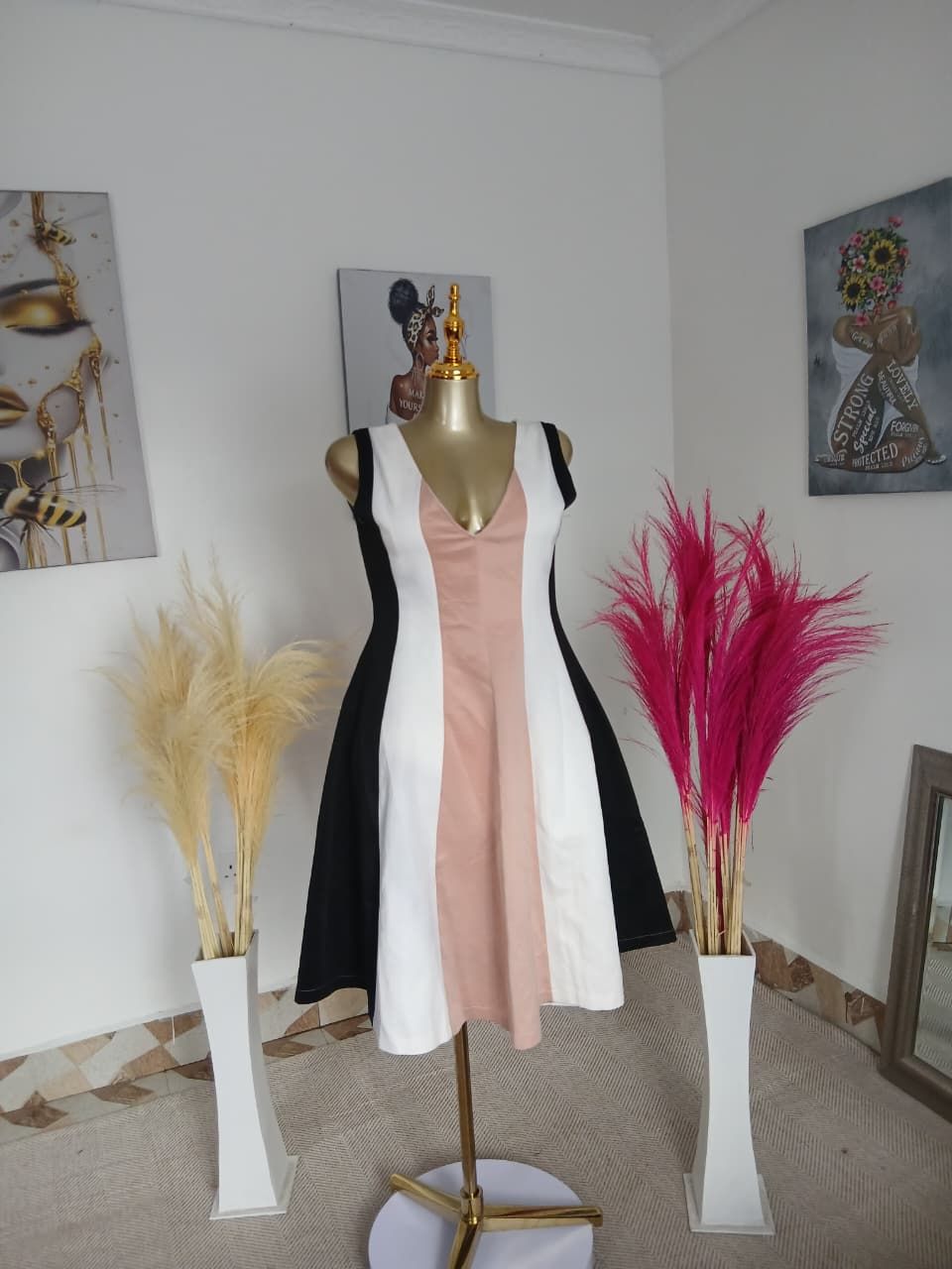Sleeveless V-Neck Fit-and-Flare Dress