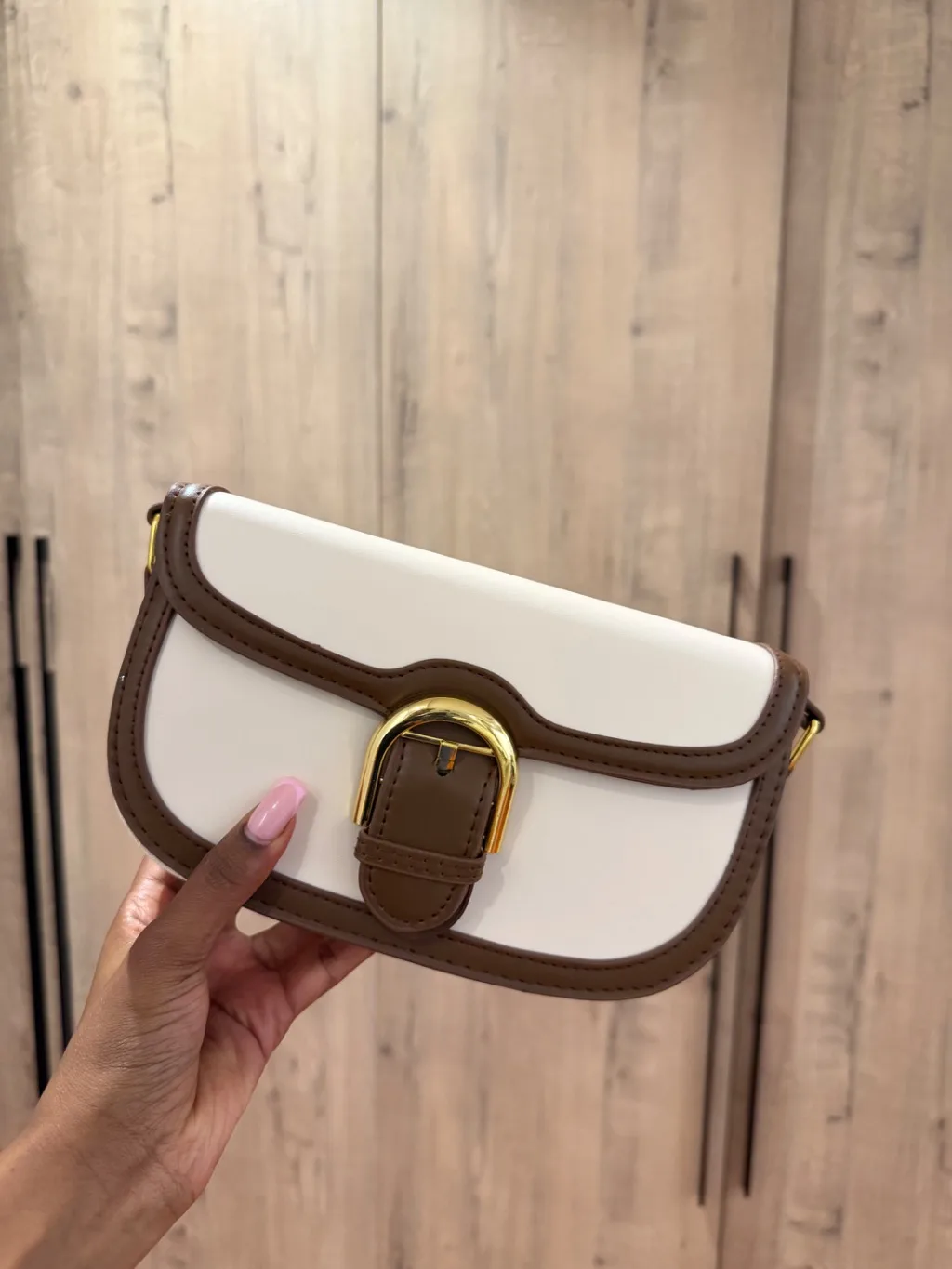 White brown saddle bag