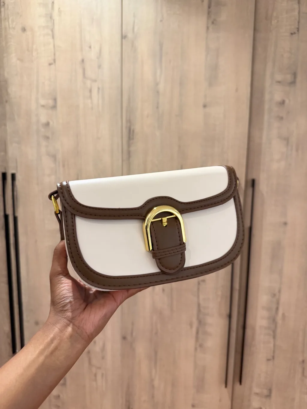 White brown saddle bag