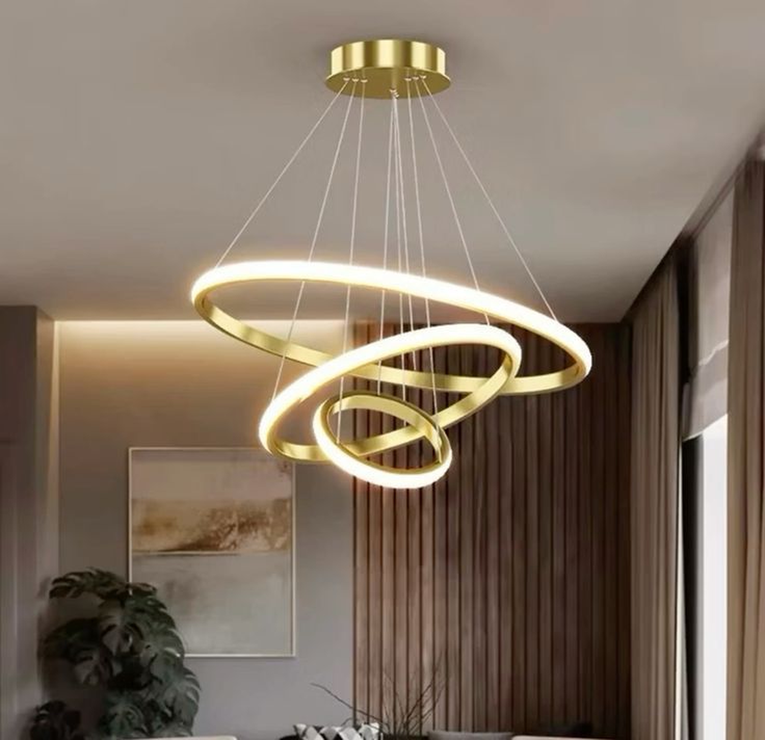 Led 3 rings chandelier  light