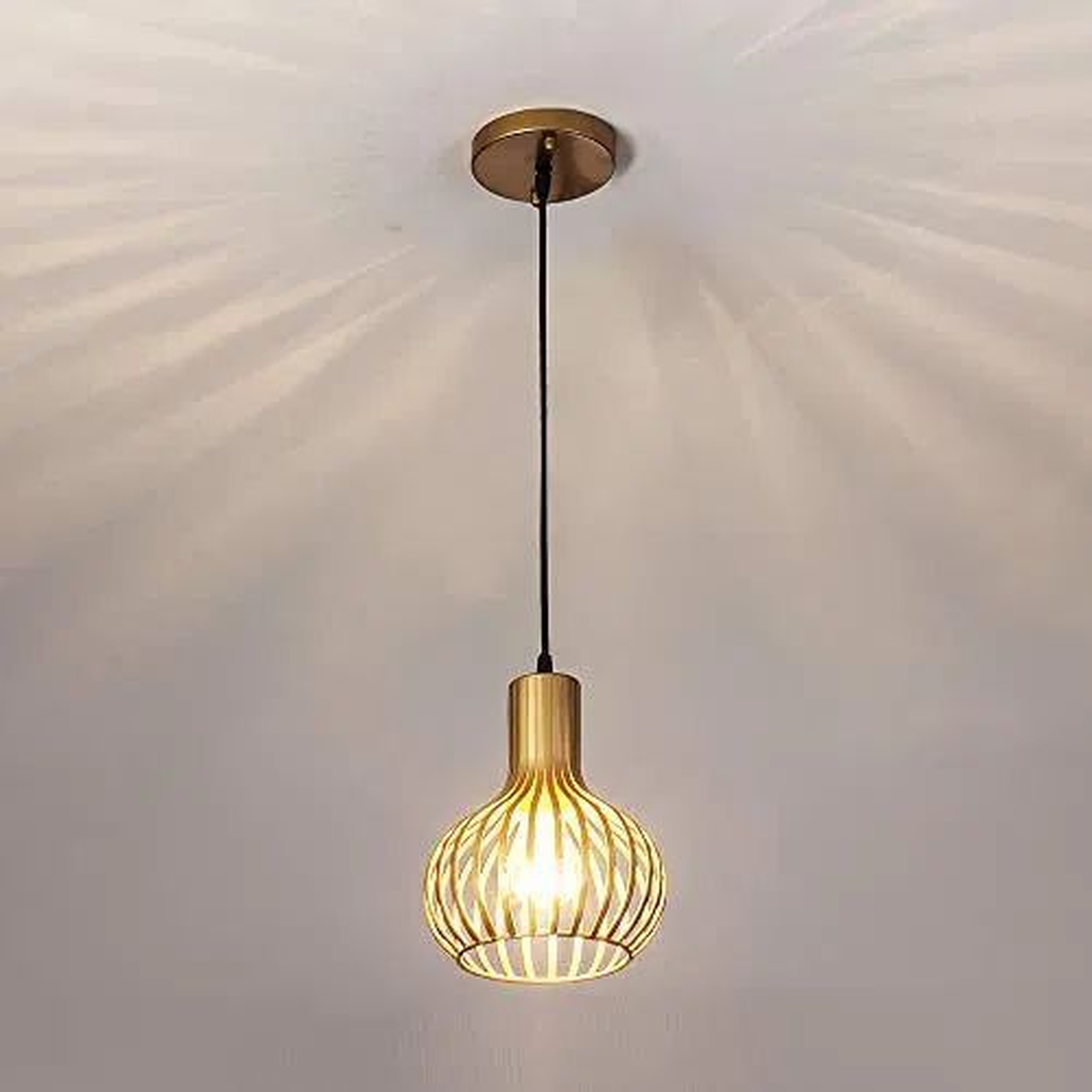 Aurelia Brushed Gold Cage Pendant Light