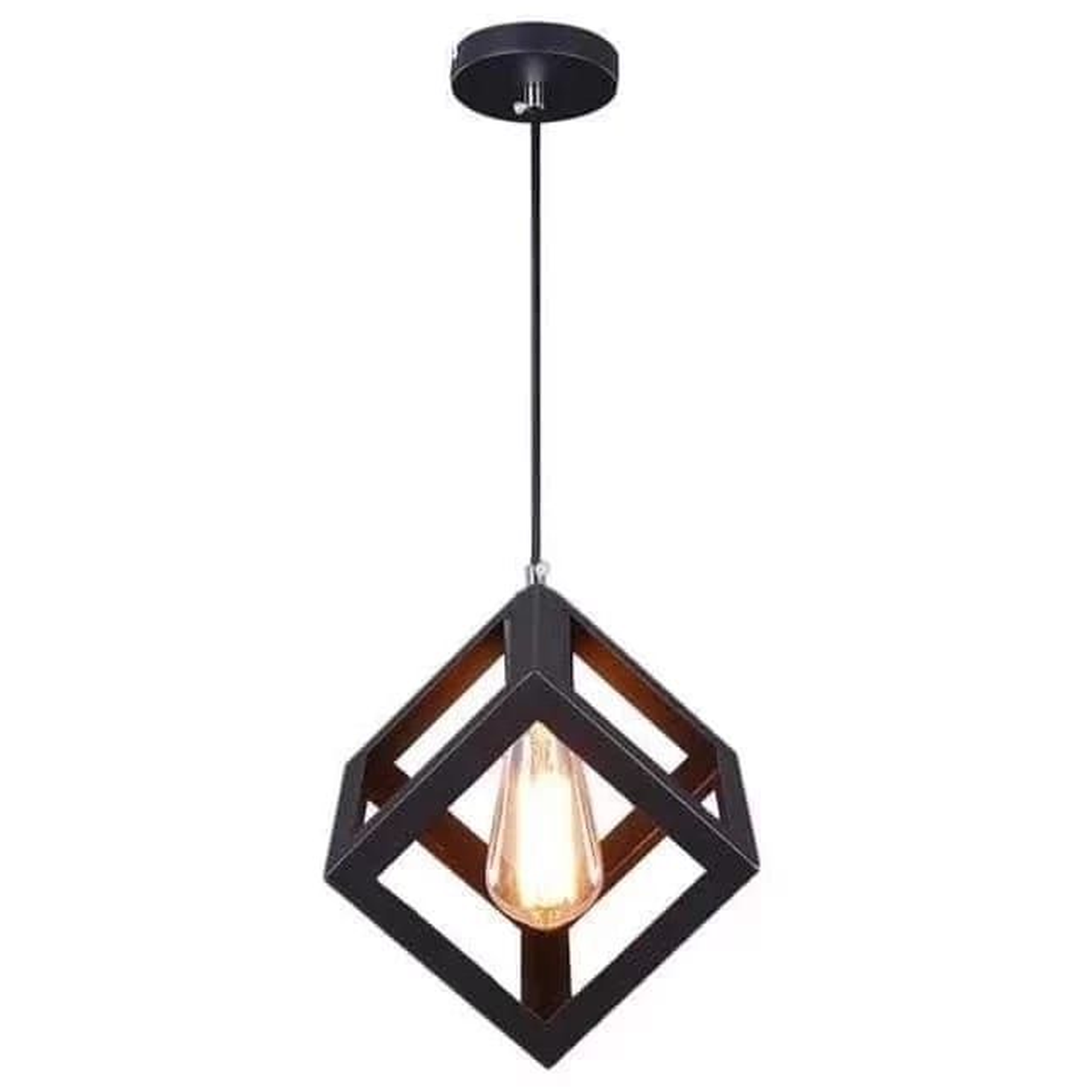 Matte Black Industrial Open-Frame Hanging Light