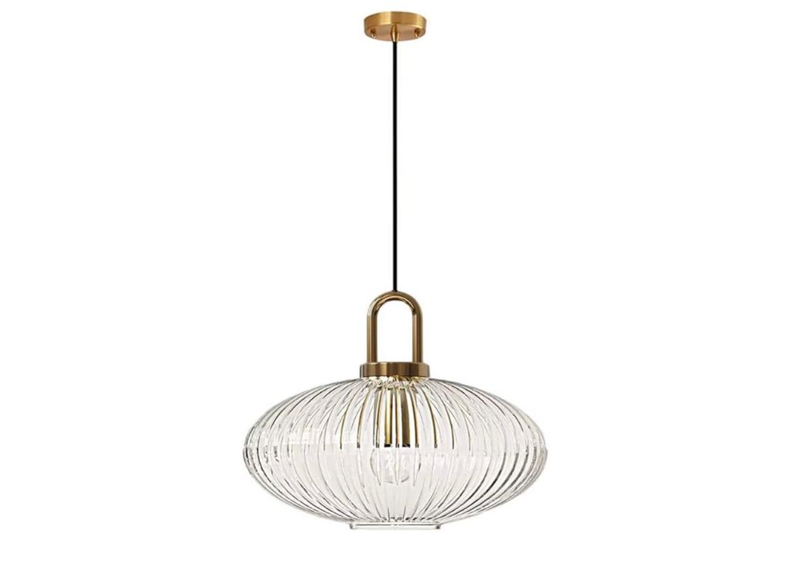 Polished Brass & Fluted Crystal Oval Light