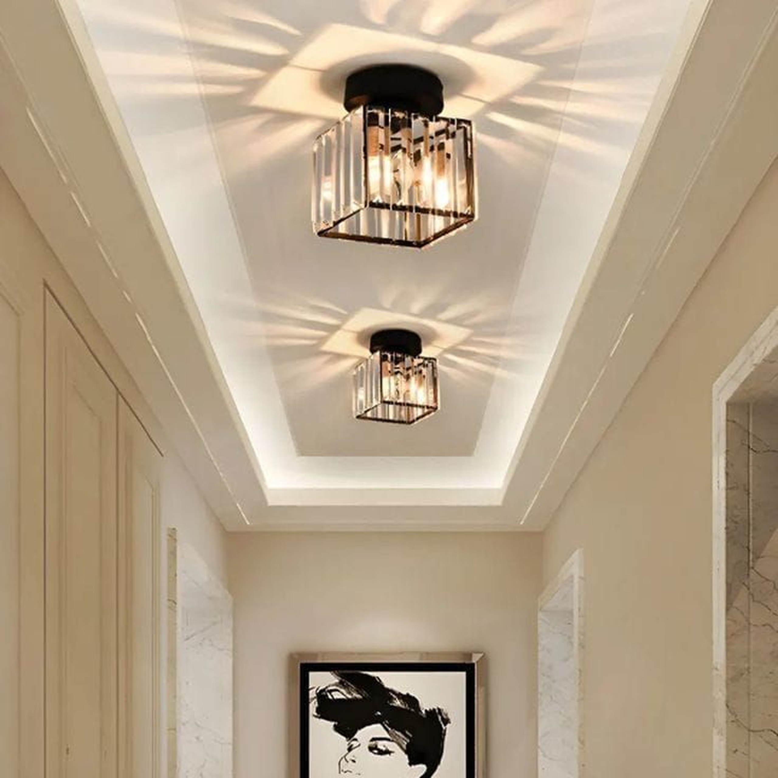 Modern Crystal Cube Ceiling Light