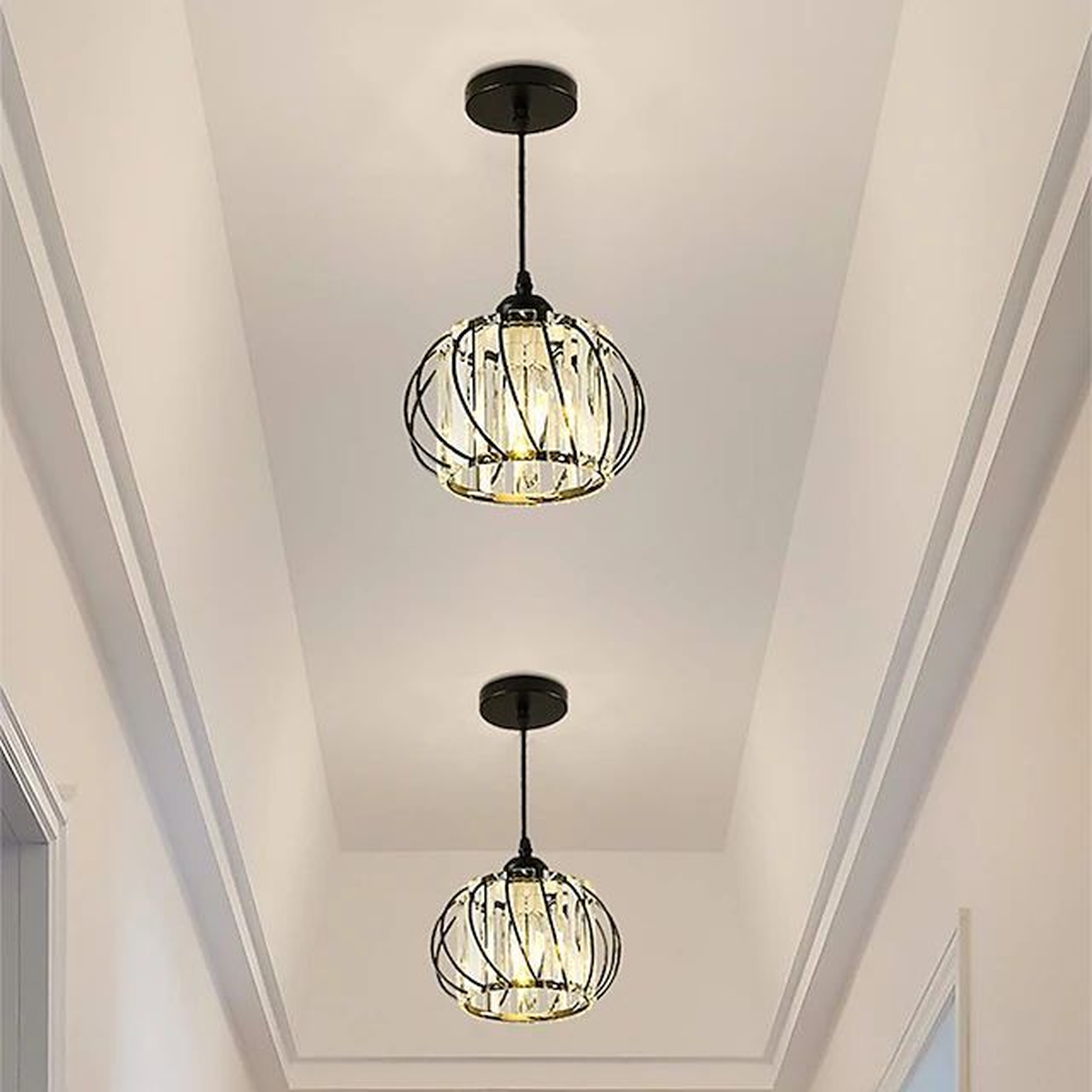 Modern Black Cage Pendant Light