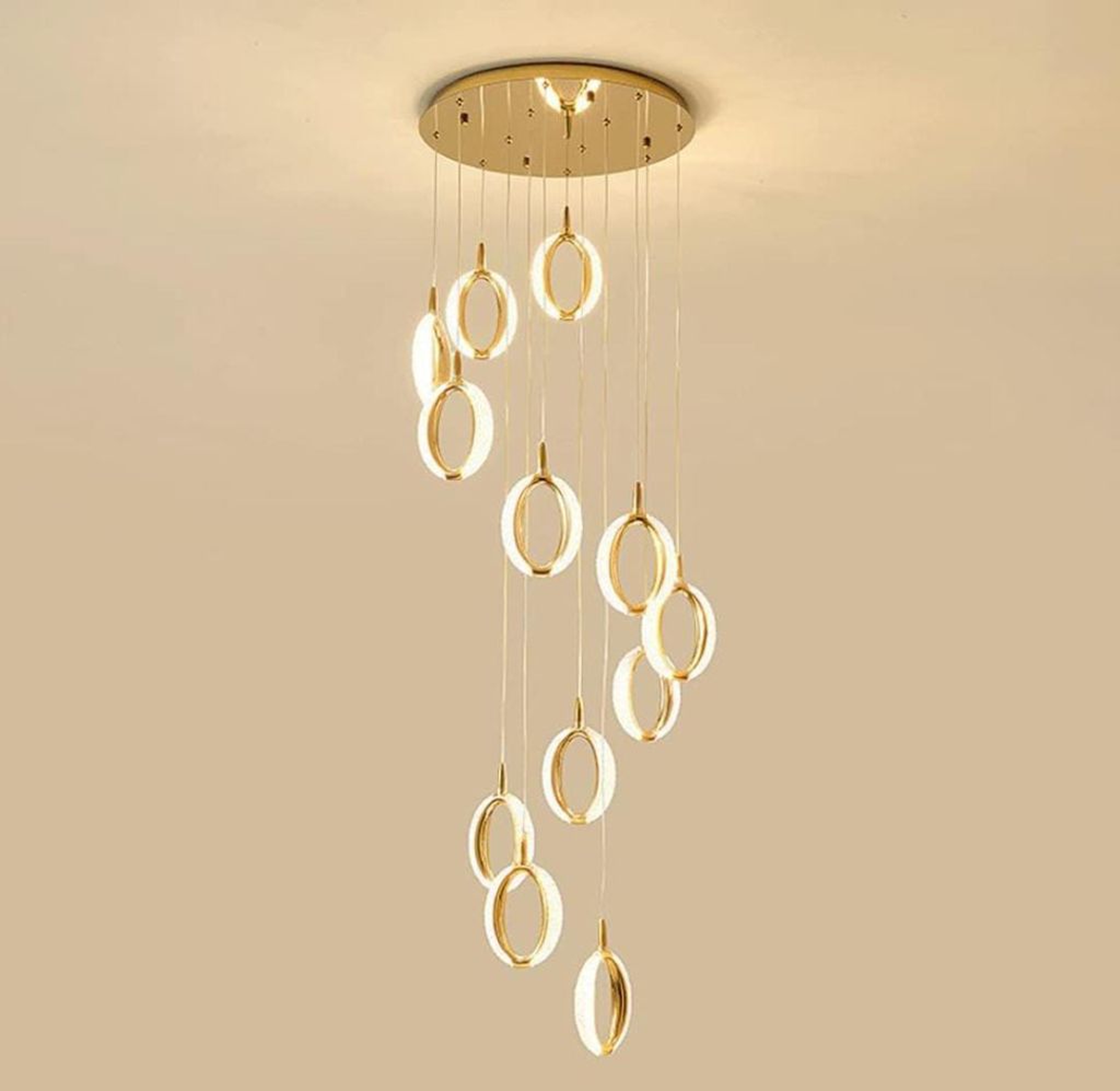The Cascading Golden Halo Chandelier
