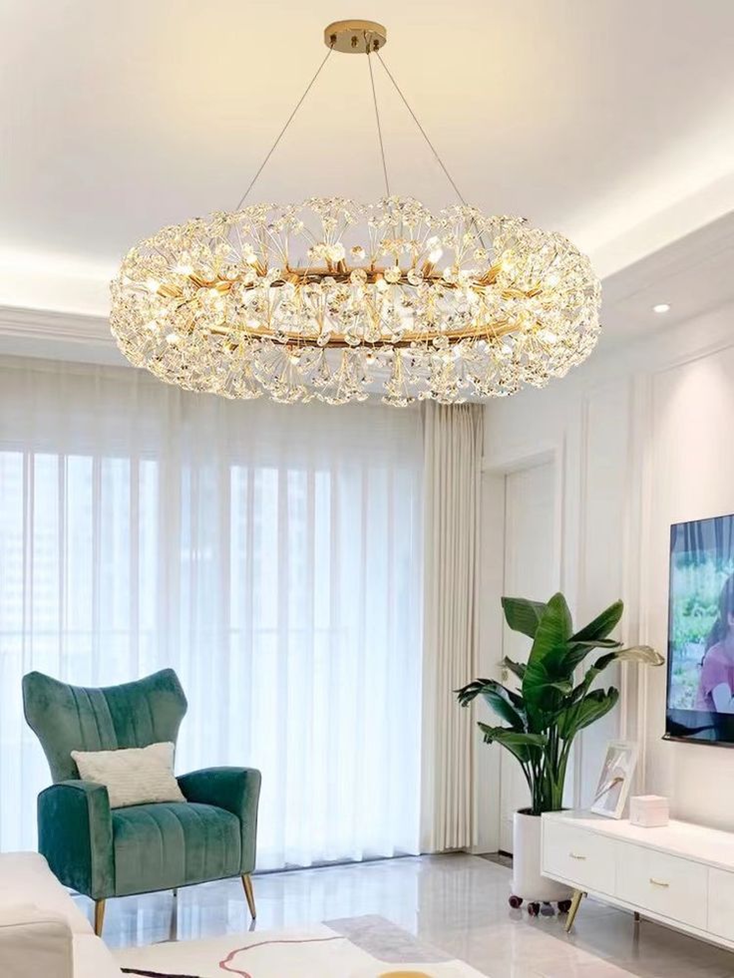The Golden Meadow Crystal Halo Chandelier